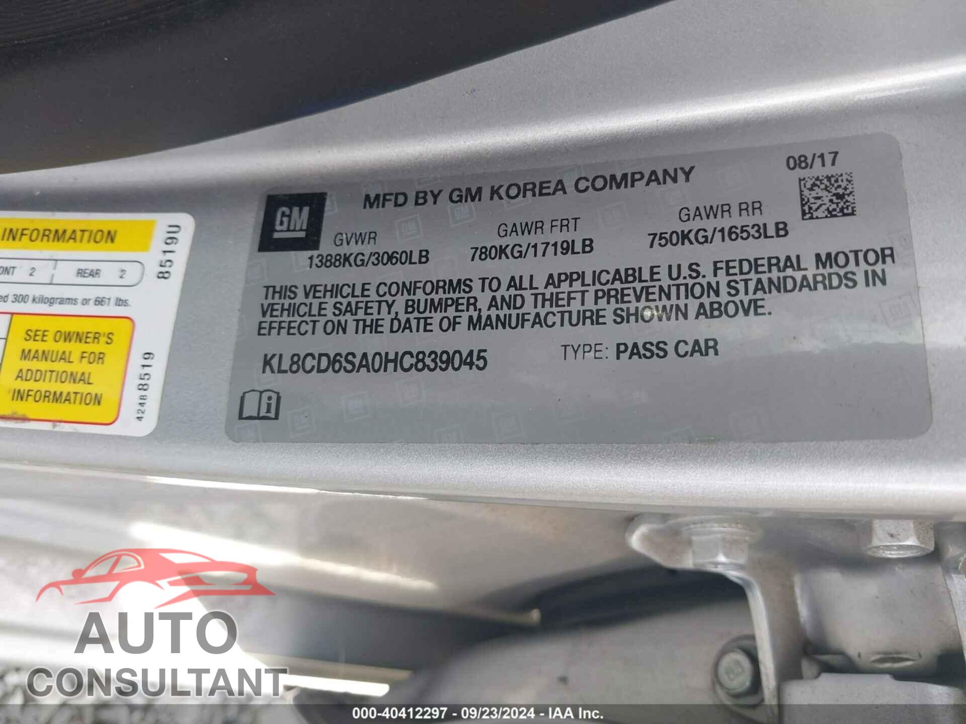 CHEVROLET SPARK 2017 - KL8CD6SA0HC839045
