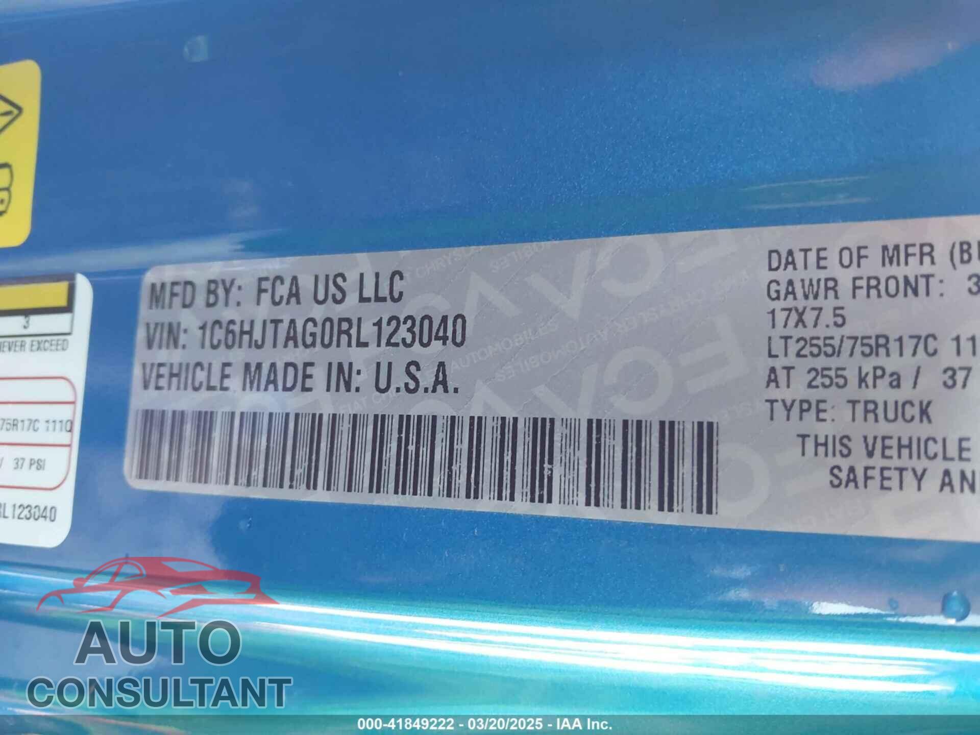 JEEP GLADIATOR 2024 - 1C6HJTAG0RL123040