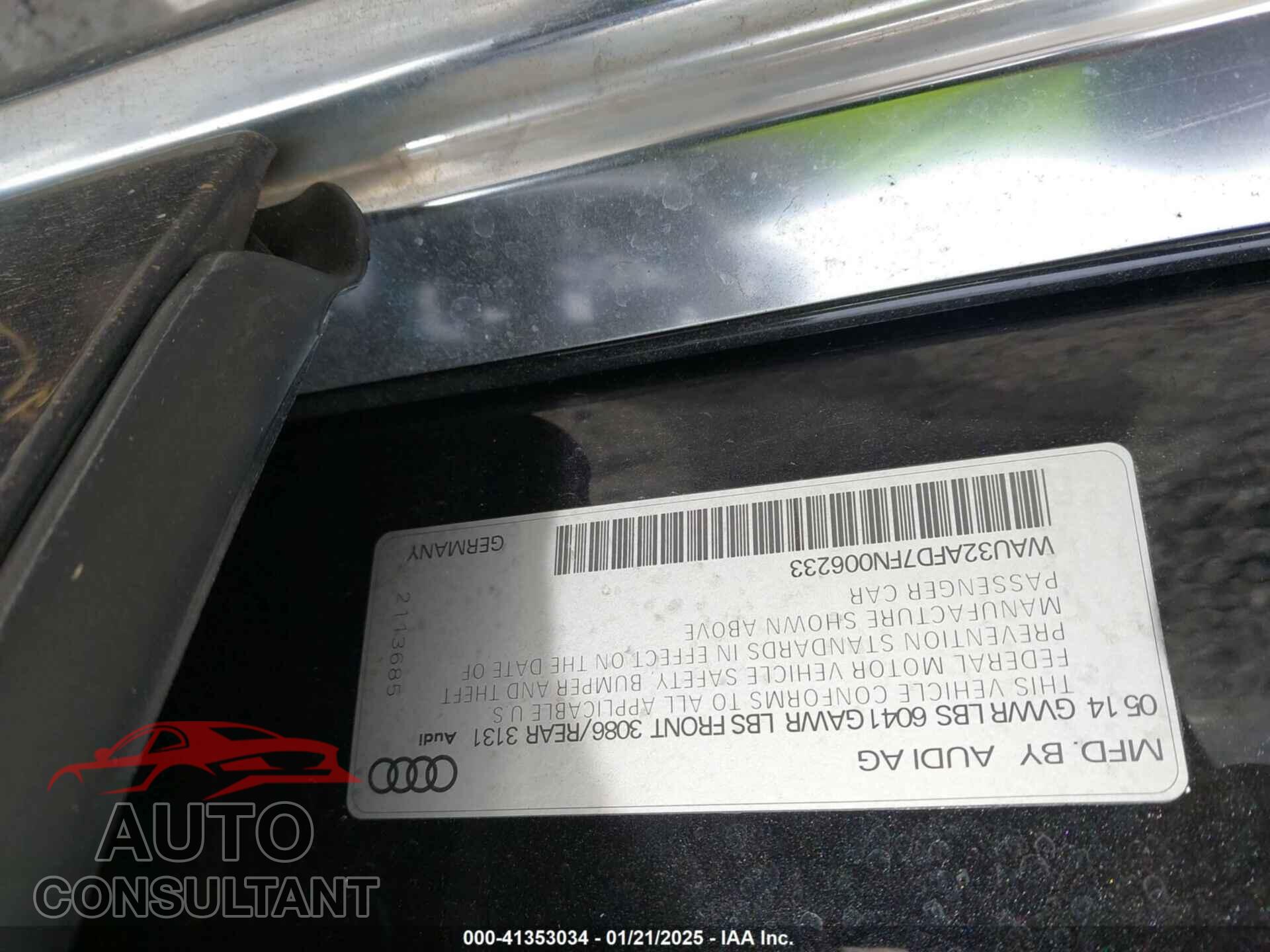 AUDI A8 L 2015 - WAU32AFD7FN006233