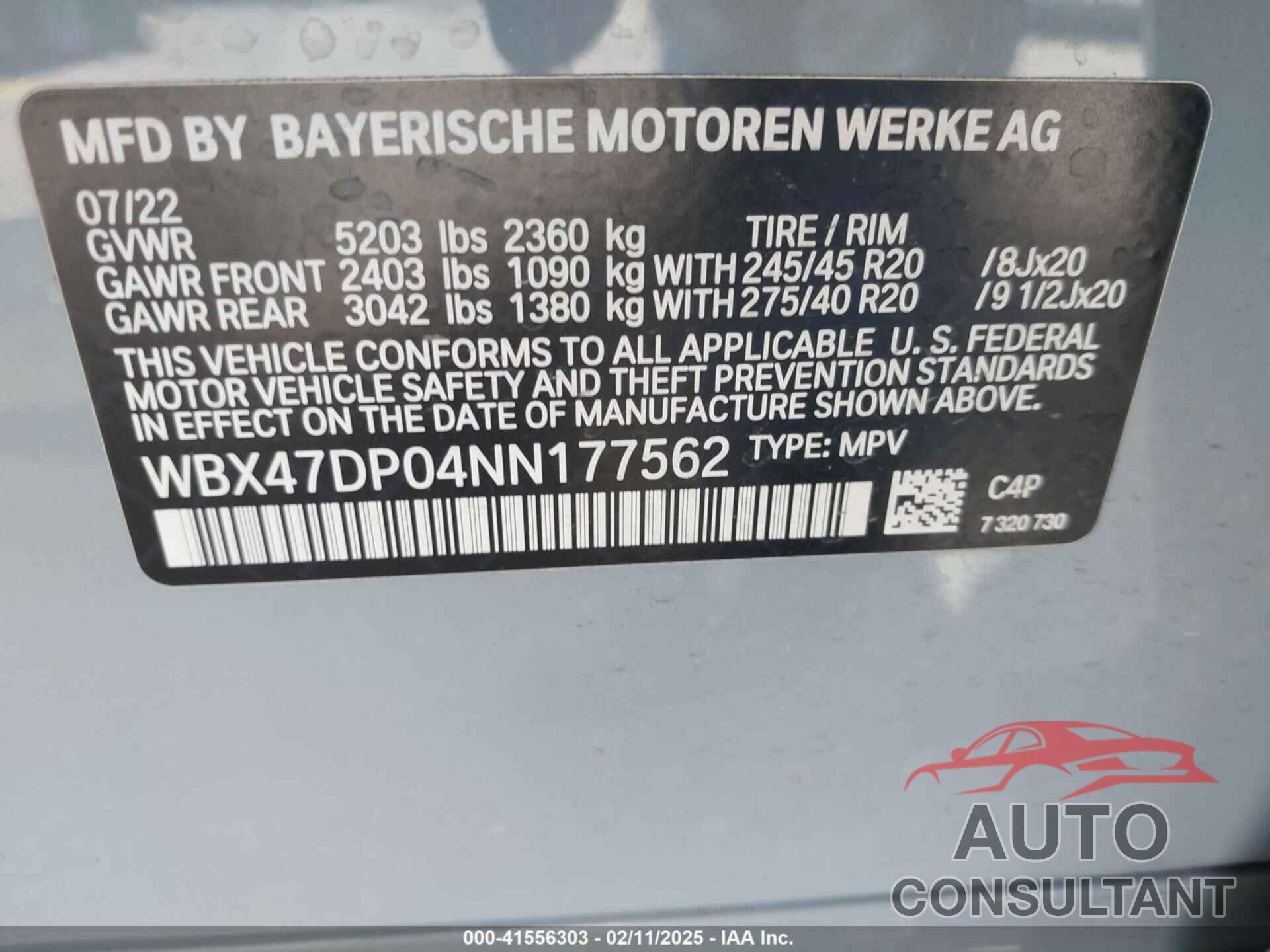 BMW X3 2022 - WBX47DP04NN177562