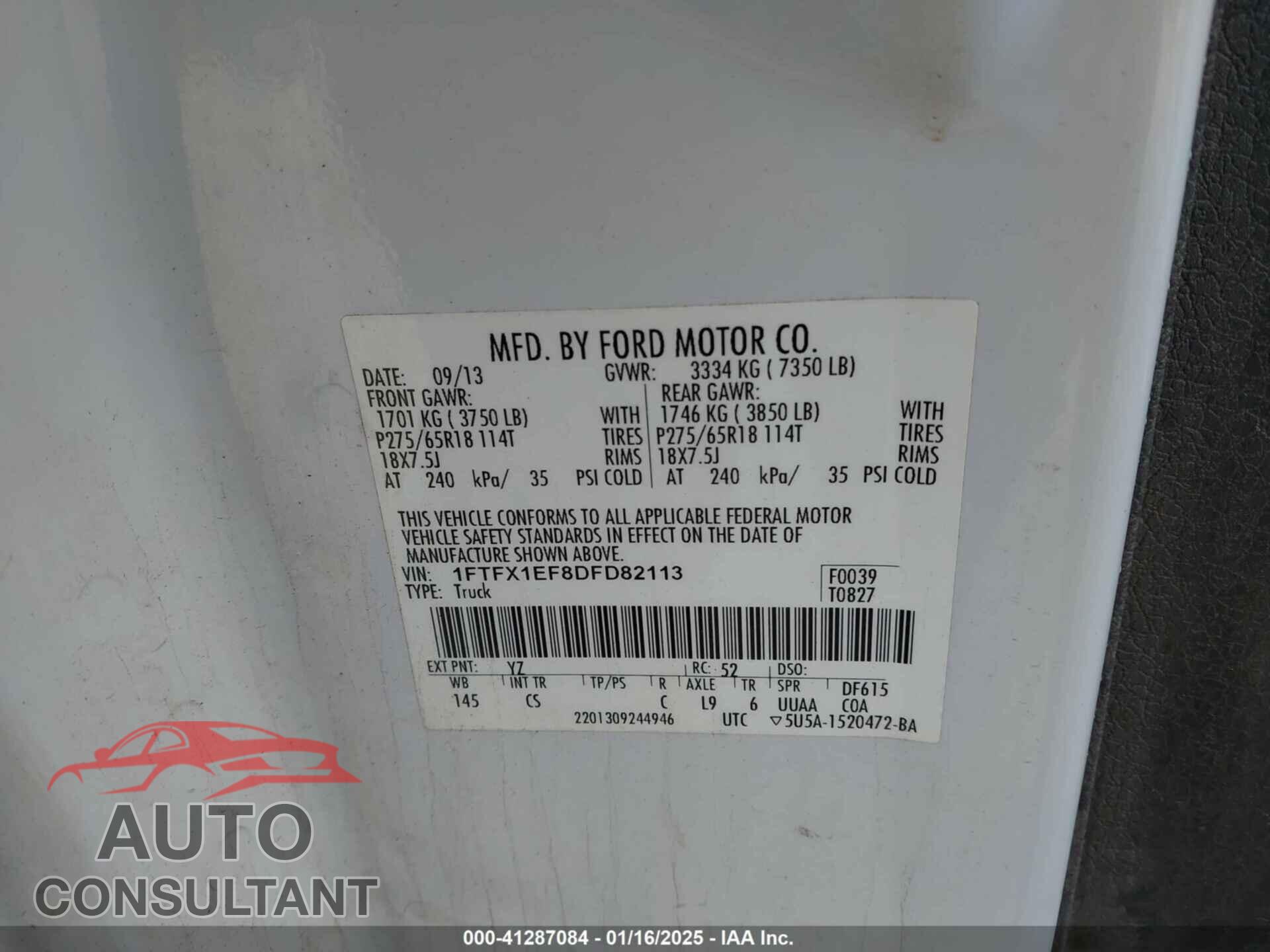 FORD F-150 2013 - 1FTFX1EF8DFD82113