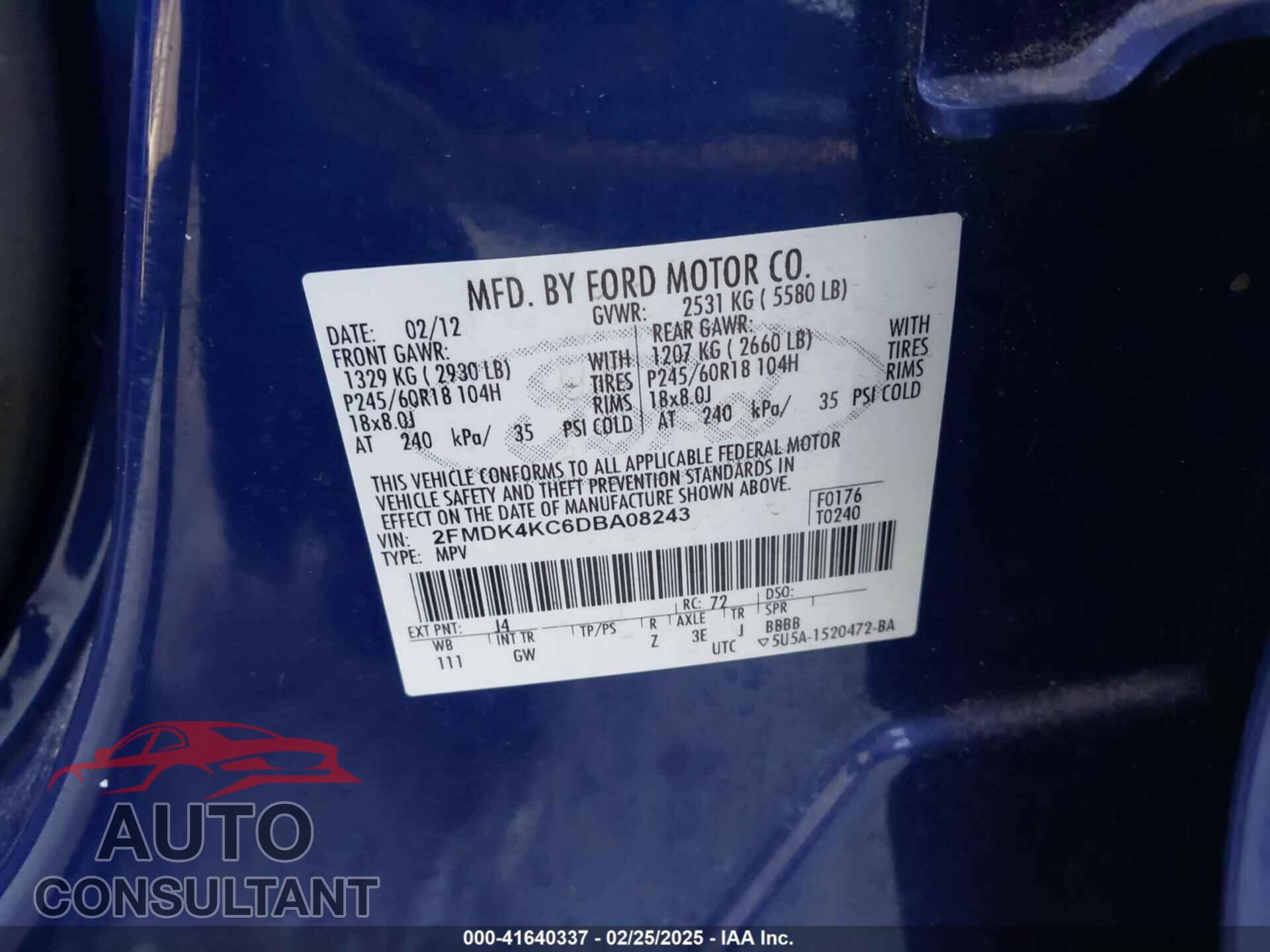 FORD EDGE 2013 - 2FMDK4KC6DBA08243