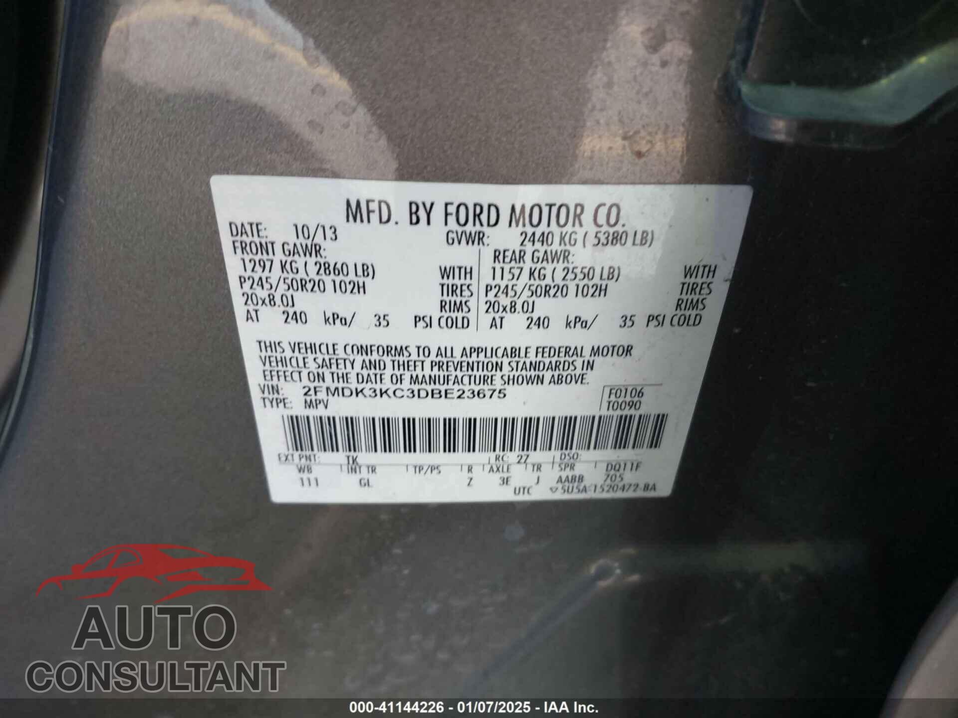 FORD EDGE 2013 - 2FMDK3KC3DBE23675