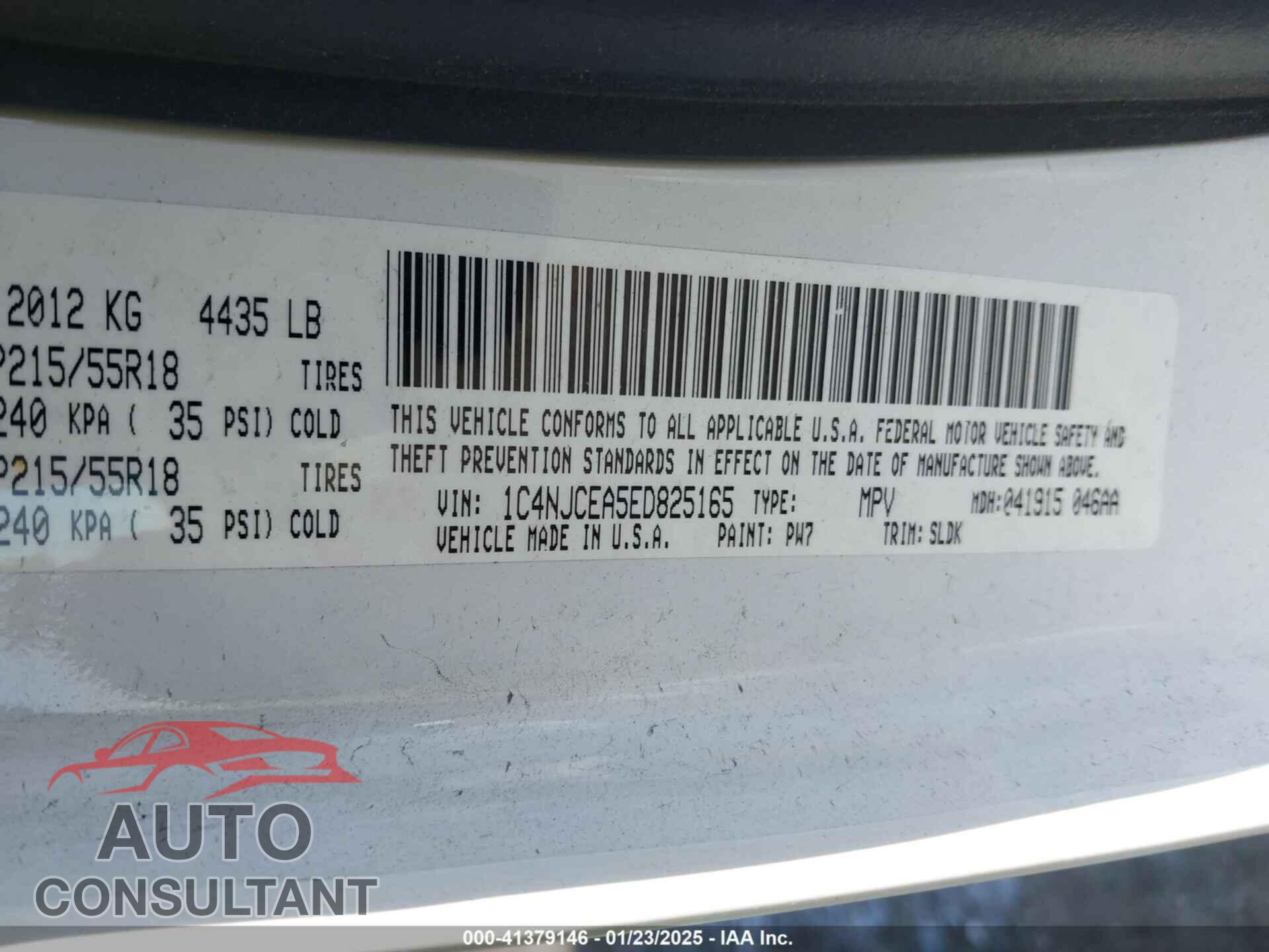 JEEP COMPASS 2014 - 1C4NJCEA5ED825165