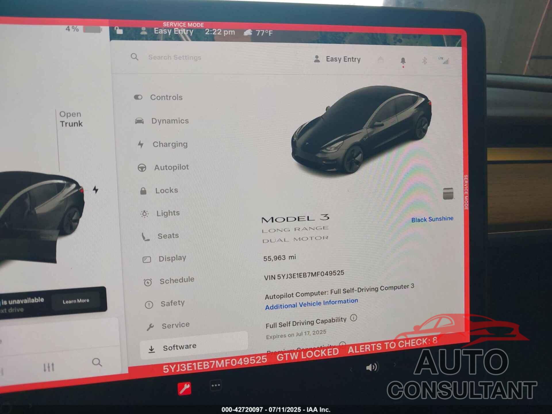 TESLA MODEL 3 2021 - 5YJ3E1EB7MF049525