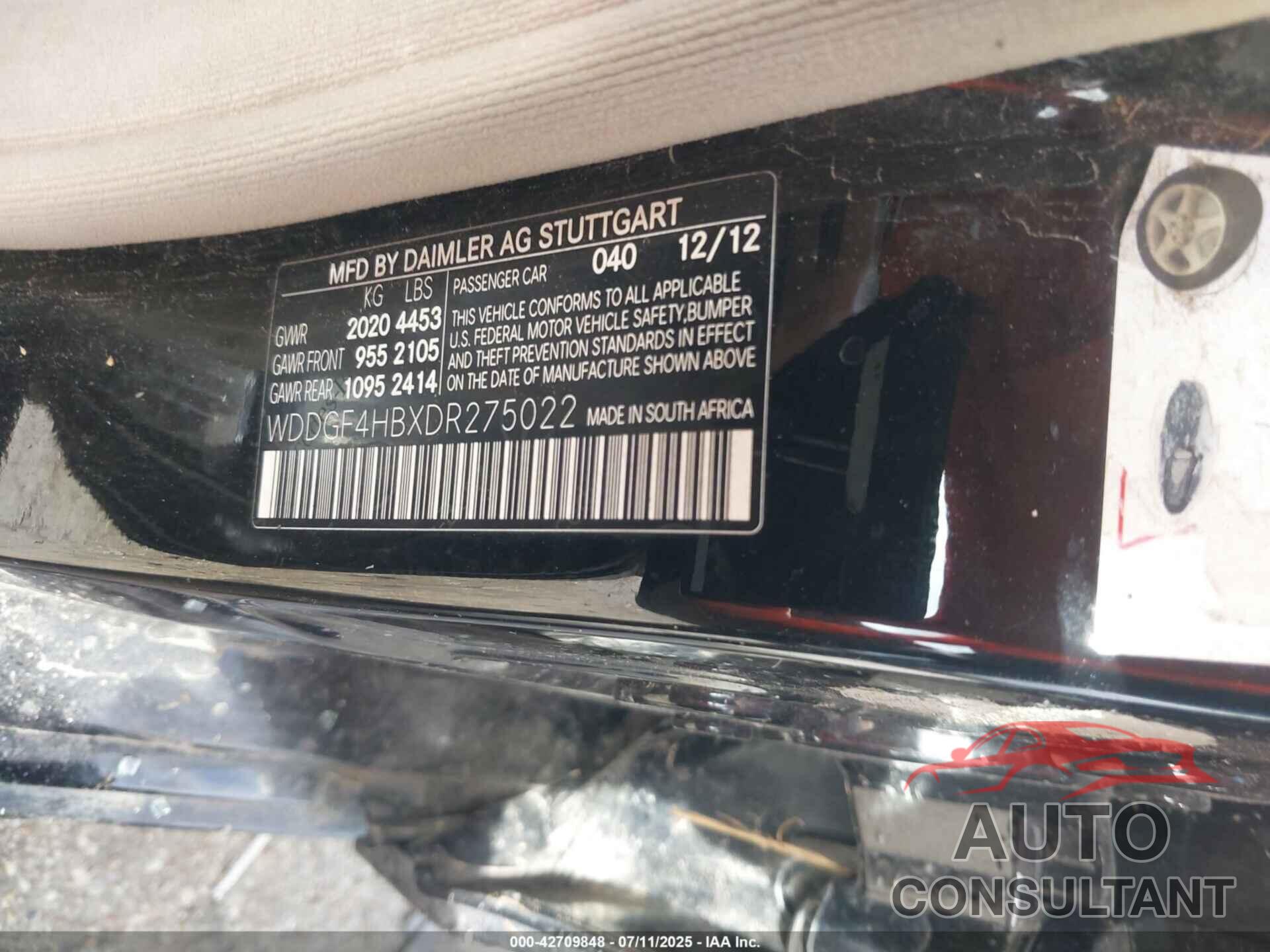 MERCEDES-BENZ C 250 2013 - WDDGF4HBXDR275022