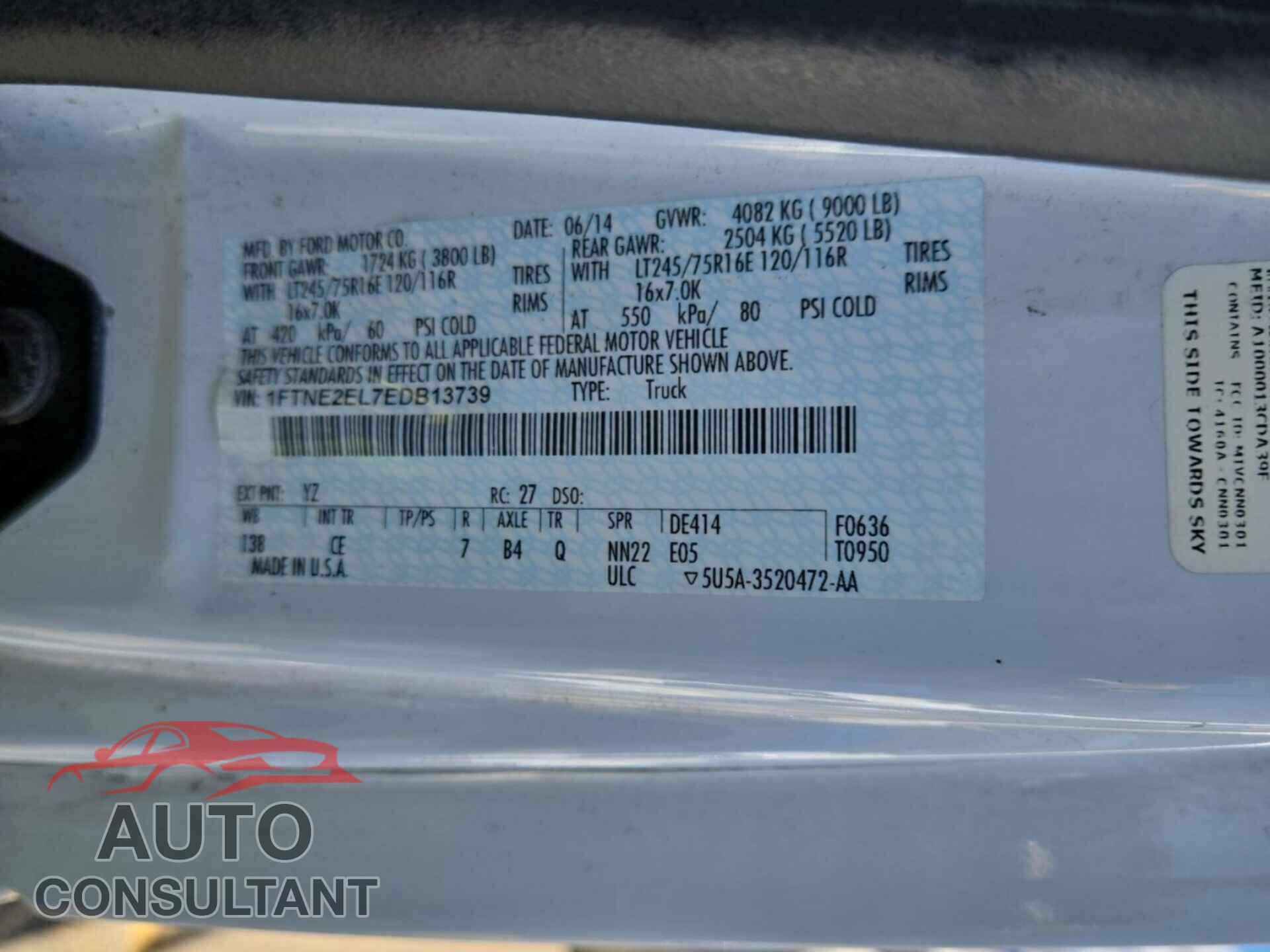 FORD ECONOLINE 2014 - 1FTNE2EL7EDB13739