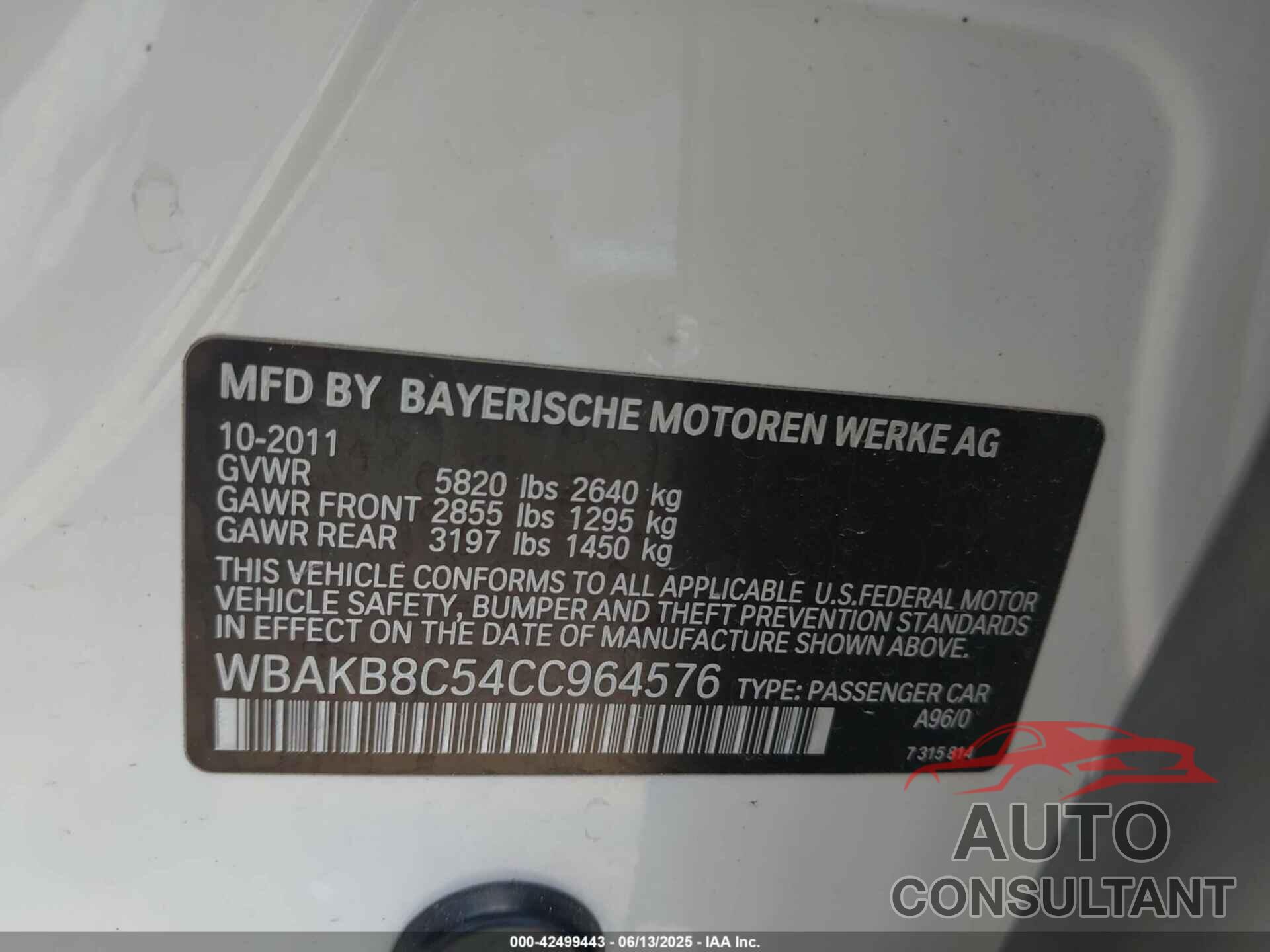 BMW 750LI 2012 - WBAKB8C54CC964576