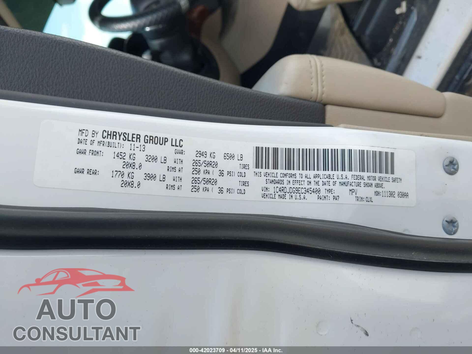 DODGE DURANGO 2014 - 1C4RDJDG9EC345400