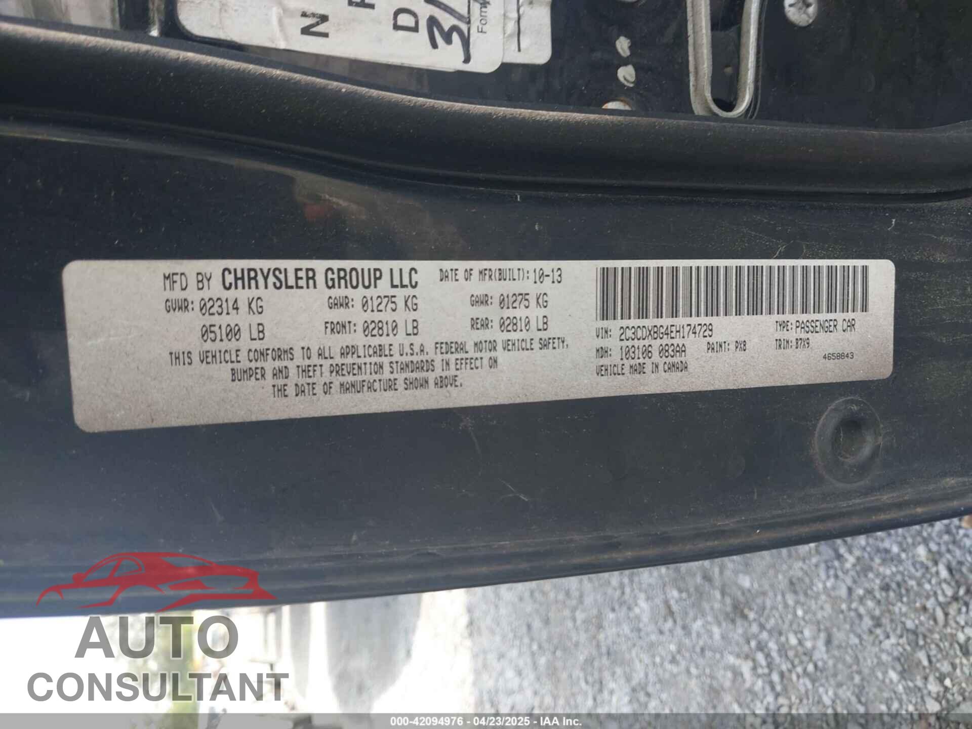 DODGE CHARGER 2014 - 2C3CDXBG4EH174729