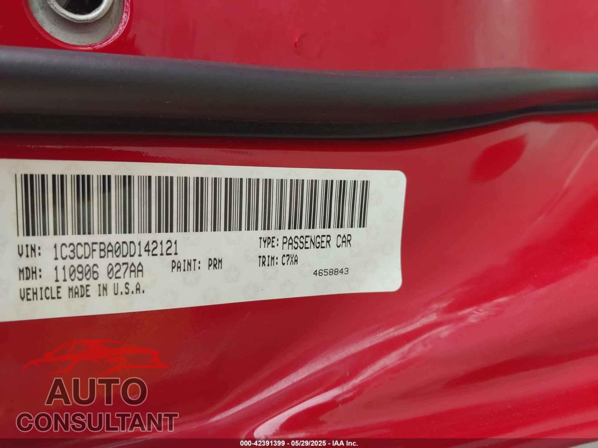 DODGE DART 2013 - 1C3CDFBA0DD142121