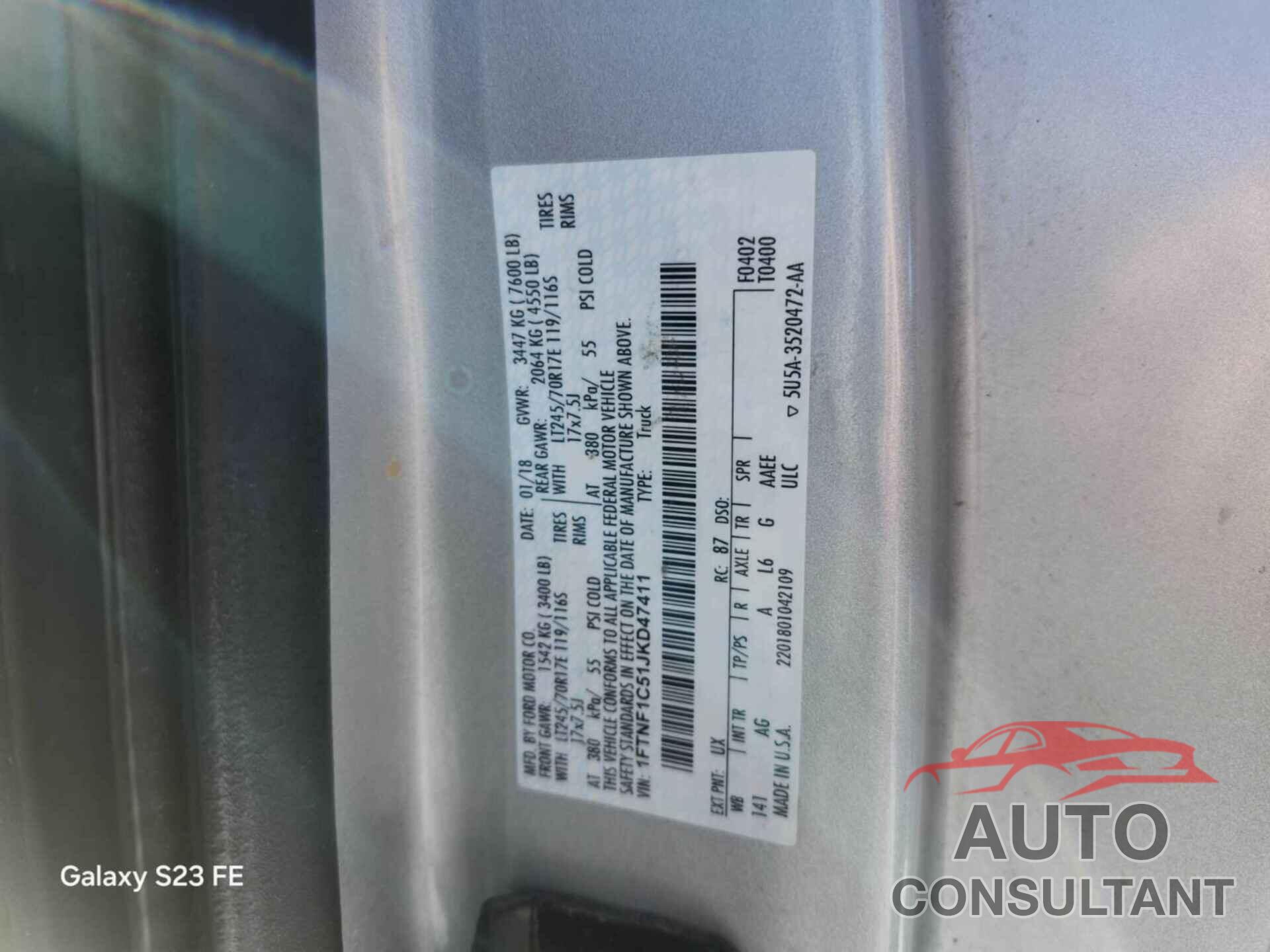 FORD F150 2018 - 1FTNF1C51JKD47411