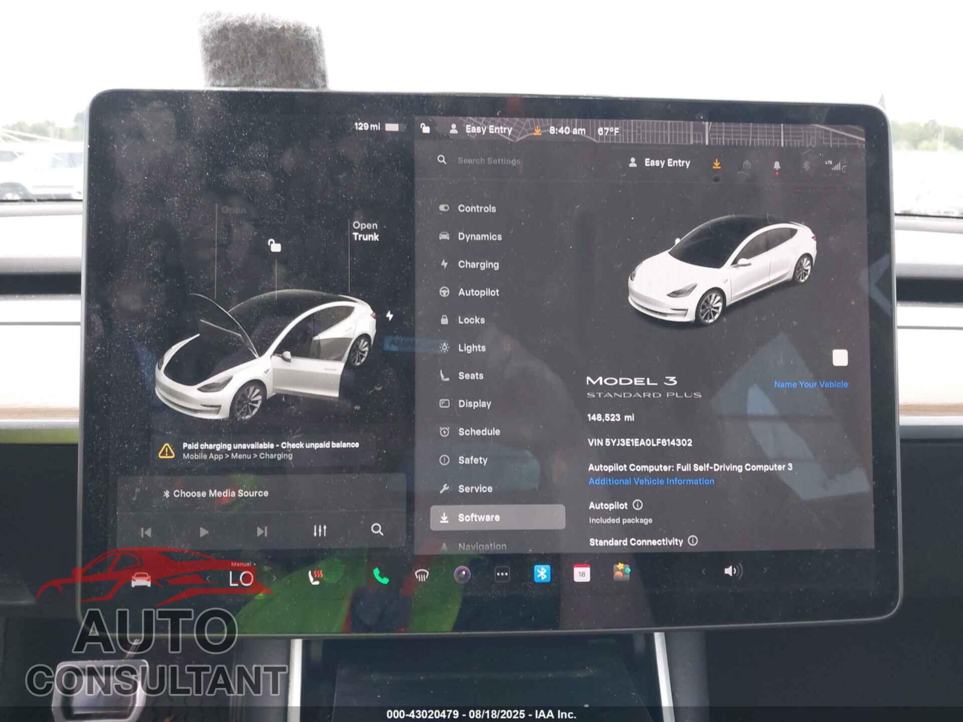 TESLA MODEL 3 2020 - 5YJ3E1EA0LF614302