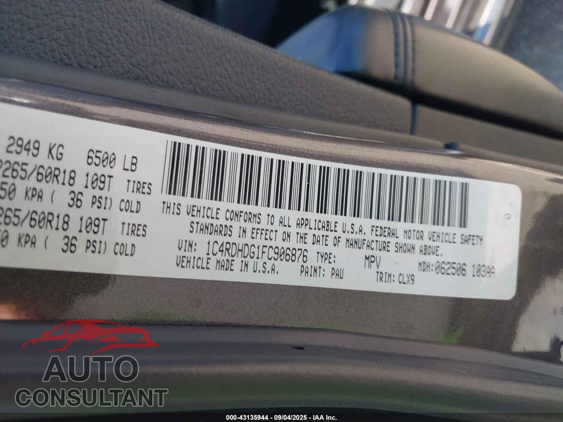 DODGE DURANGO 2015 - 1C4RDHDG1FC906876