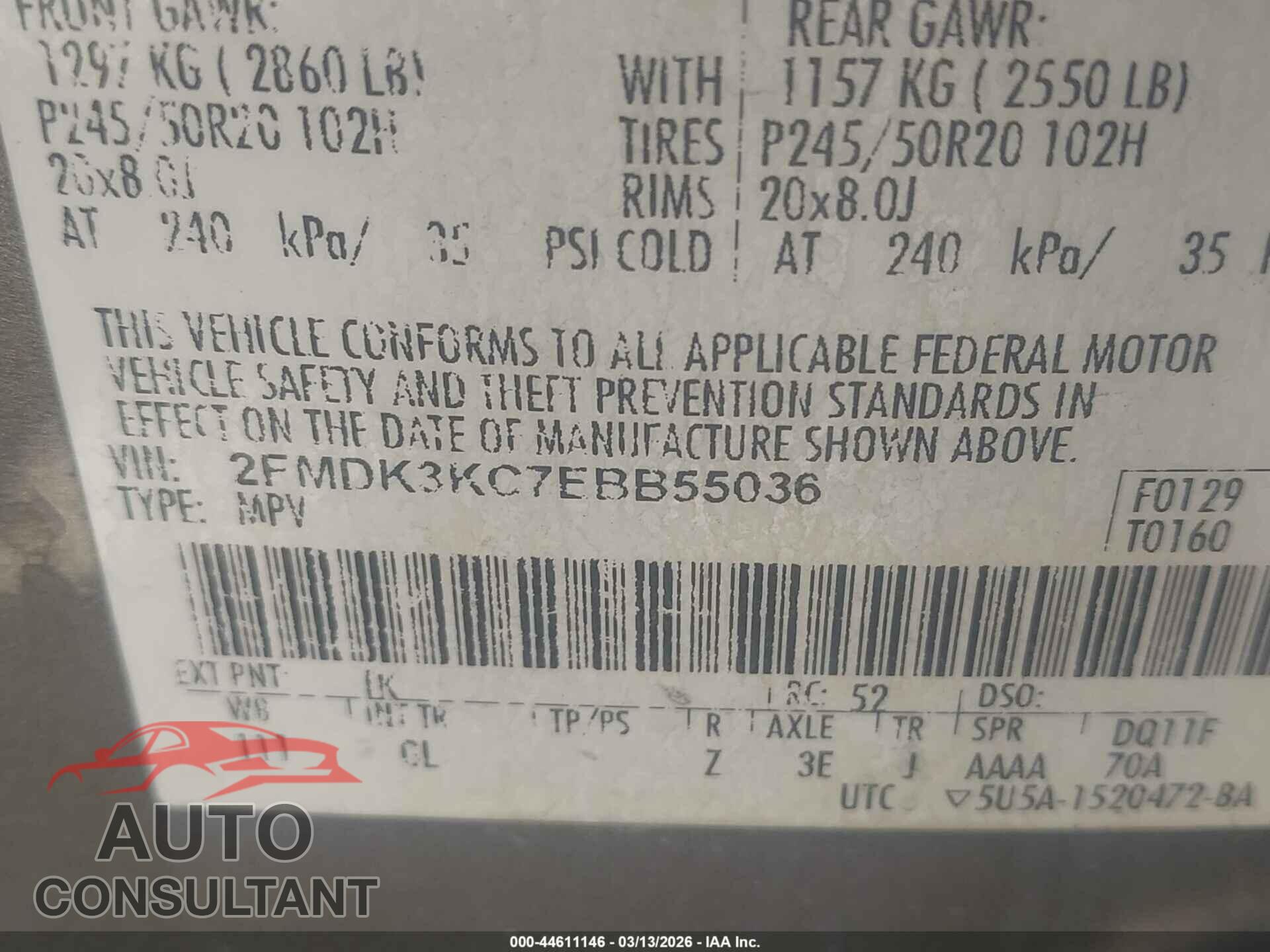 FORD EDGE 2014 - 2FMDK3KC7EBB55036
