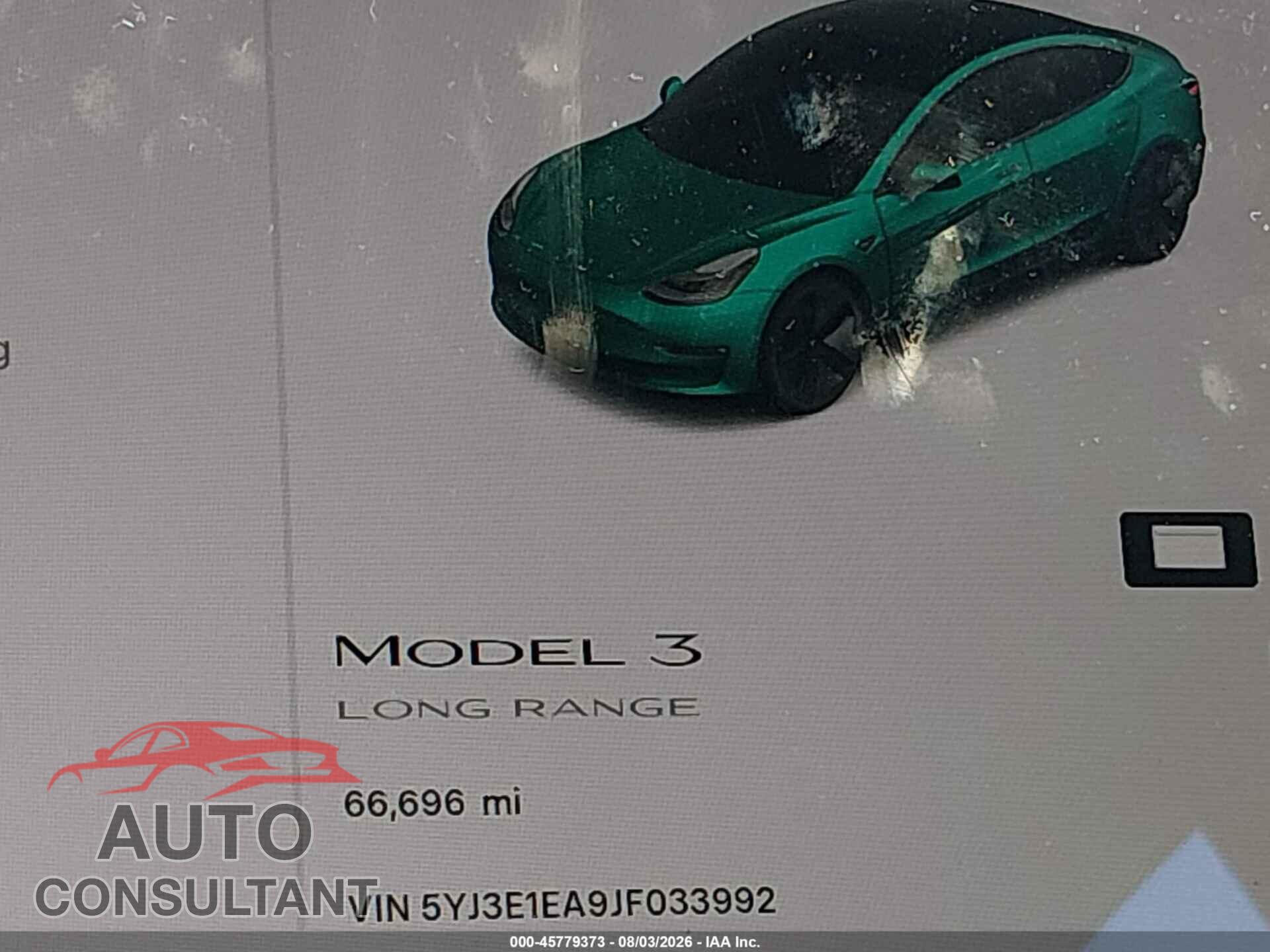 TESLA MODEL 3 2018 - 5YJ3E1EA9JF033992
