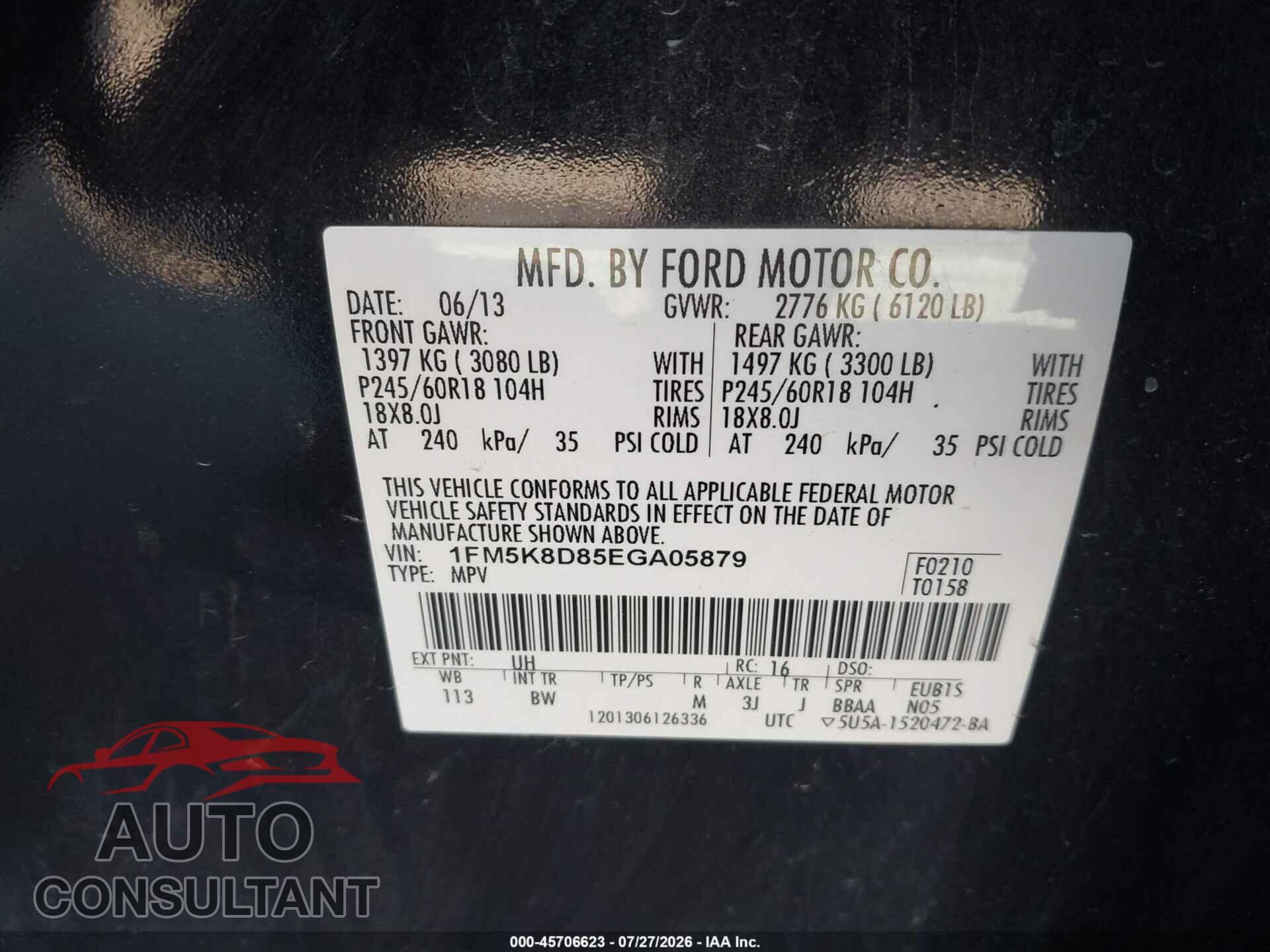 FORD EXPLORER 2014 - 1FM5K8D85EGA05879