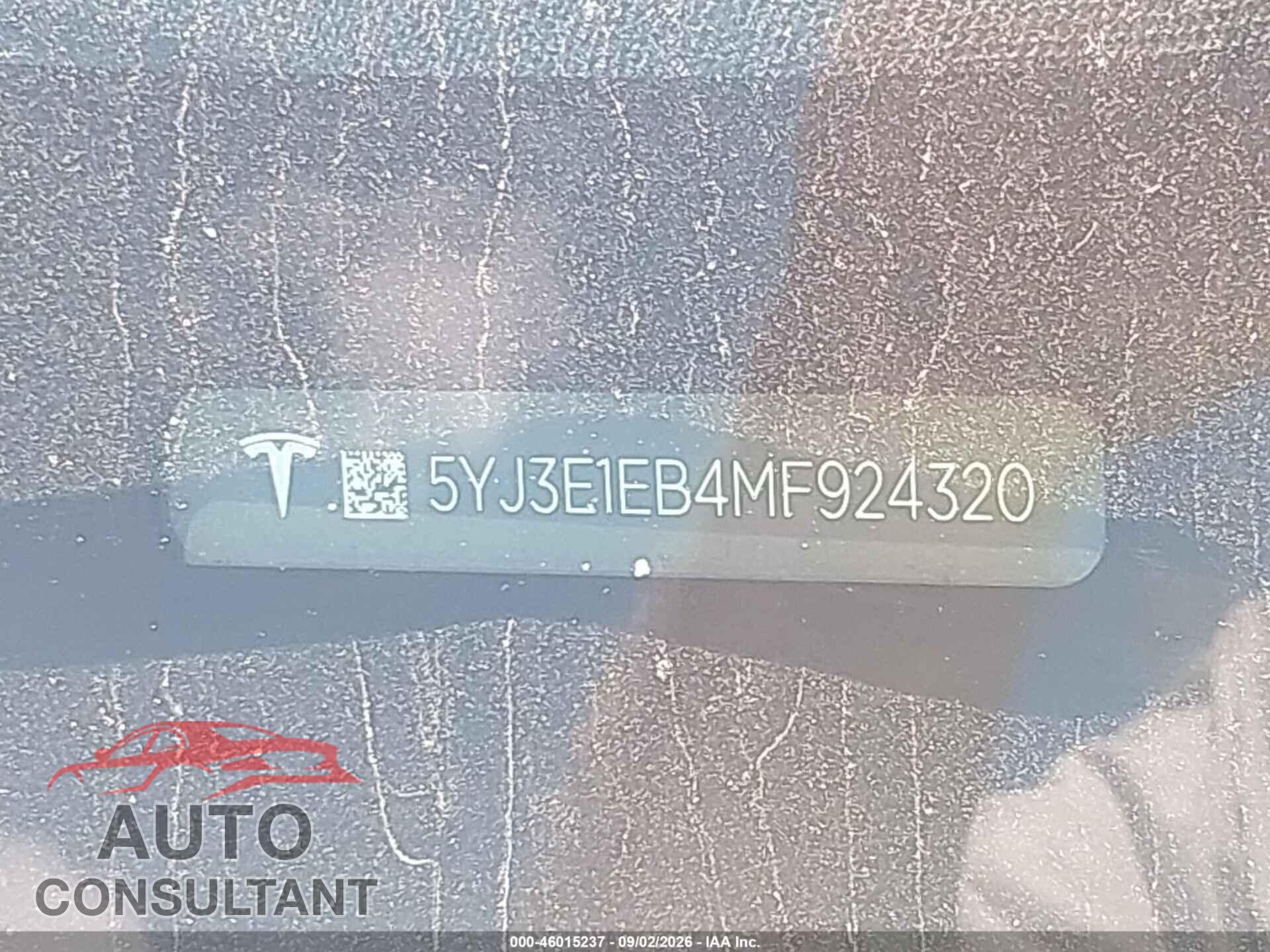 TESLA MODEL 3 2021 - 5YJ3E1EB4MF924320