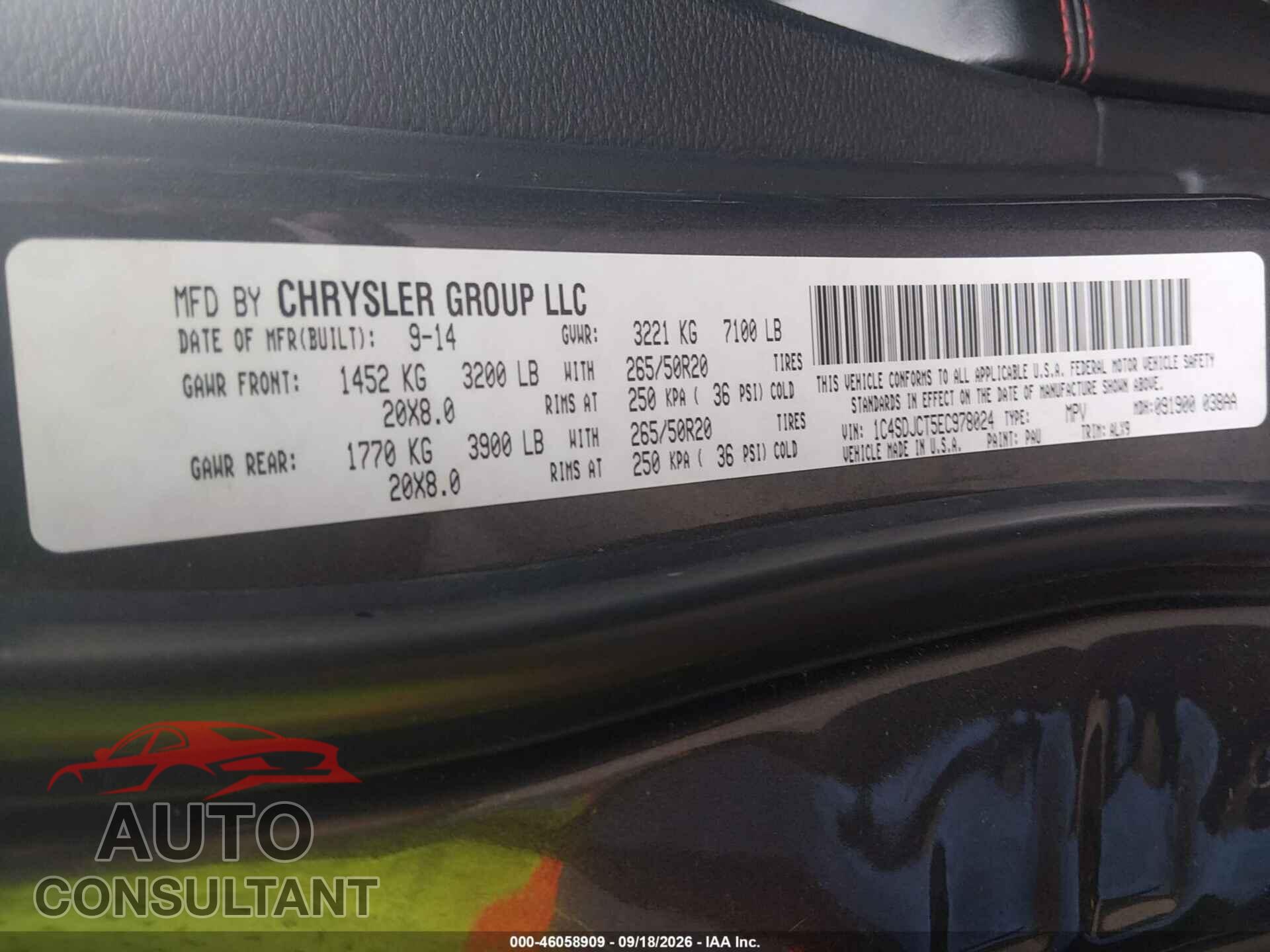 DODGE DURANGO 2014 - 1C4SDJCT5EC978024