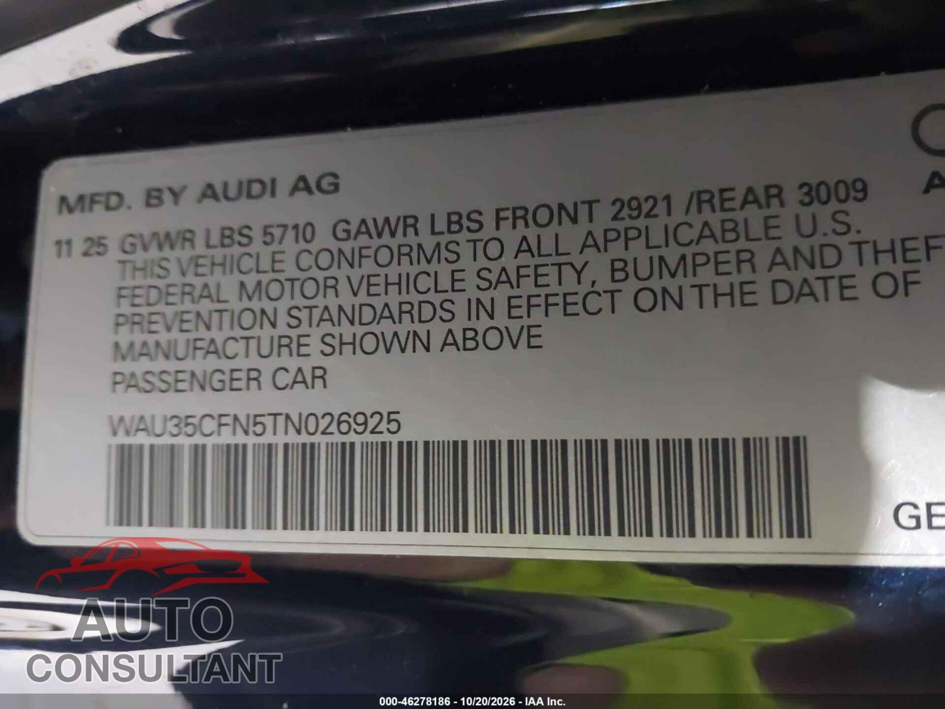 AUDI A6 2026 - WAU35CFN5TN026925
