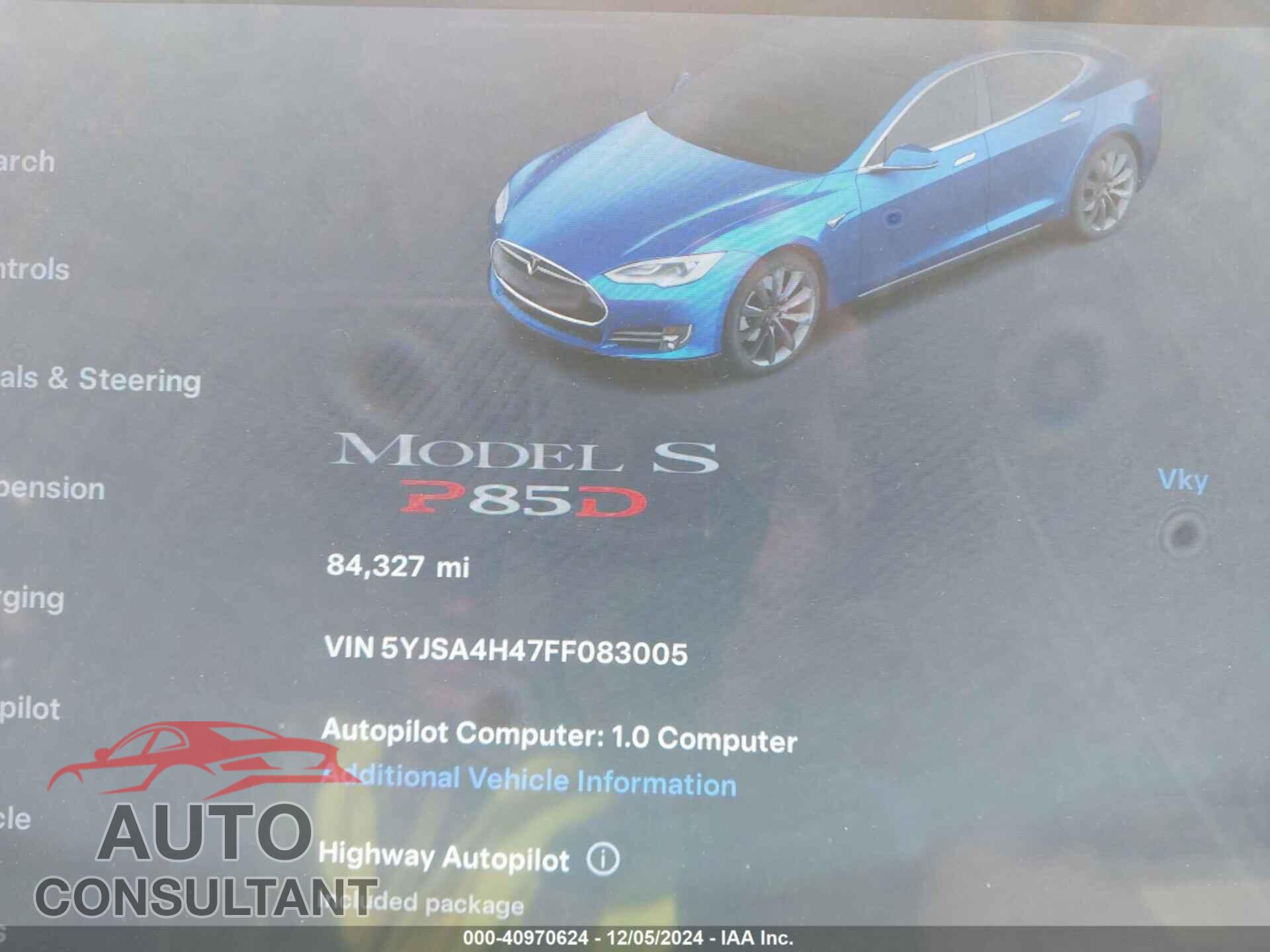 TESLA MODEL S 2015 - 5YJSA4H47FF083005