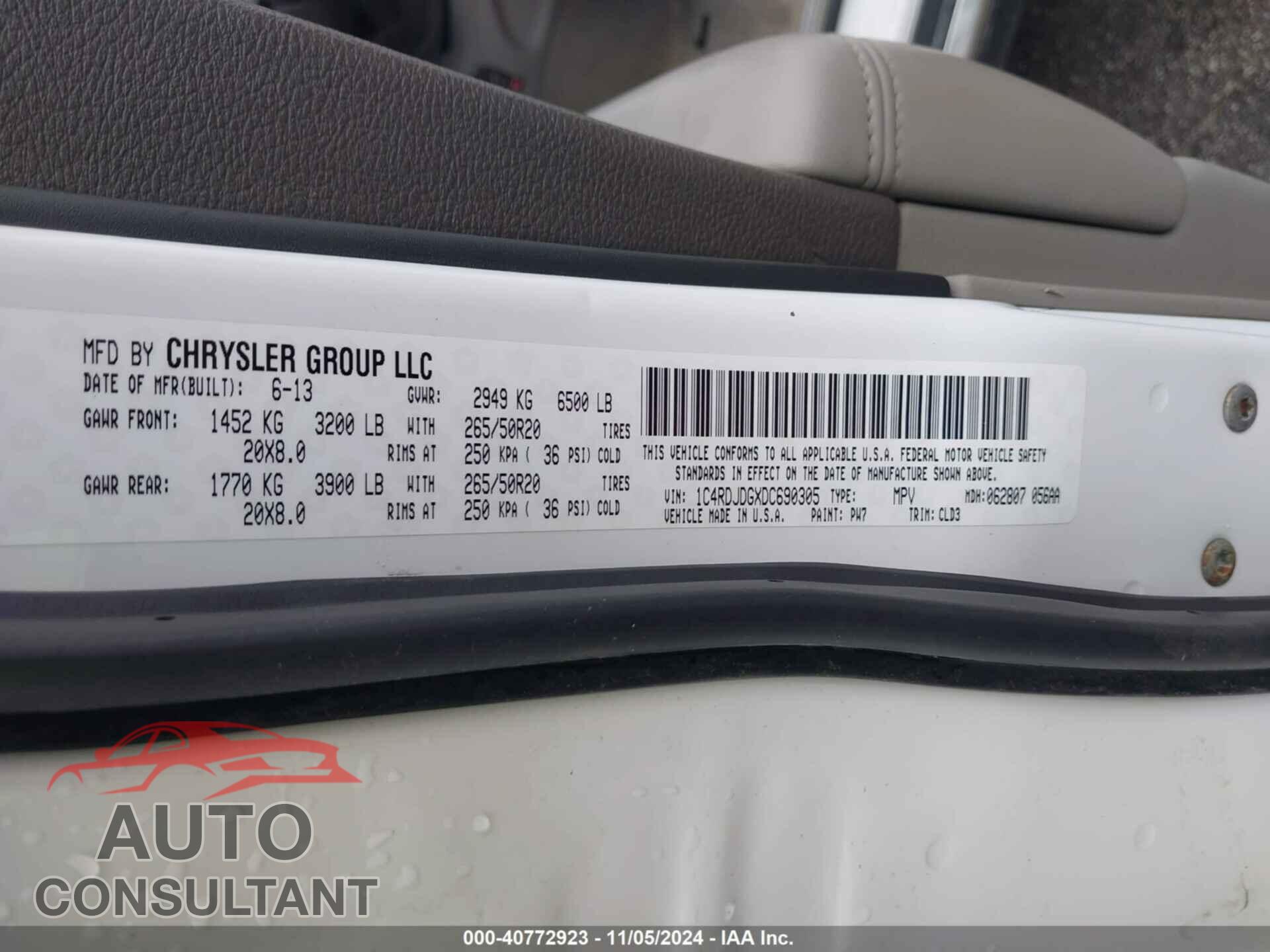 DODGE DURANGO 2013 - 1C4RDJDGXDC690305