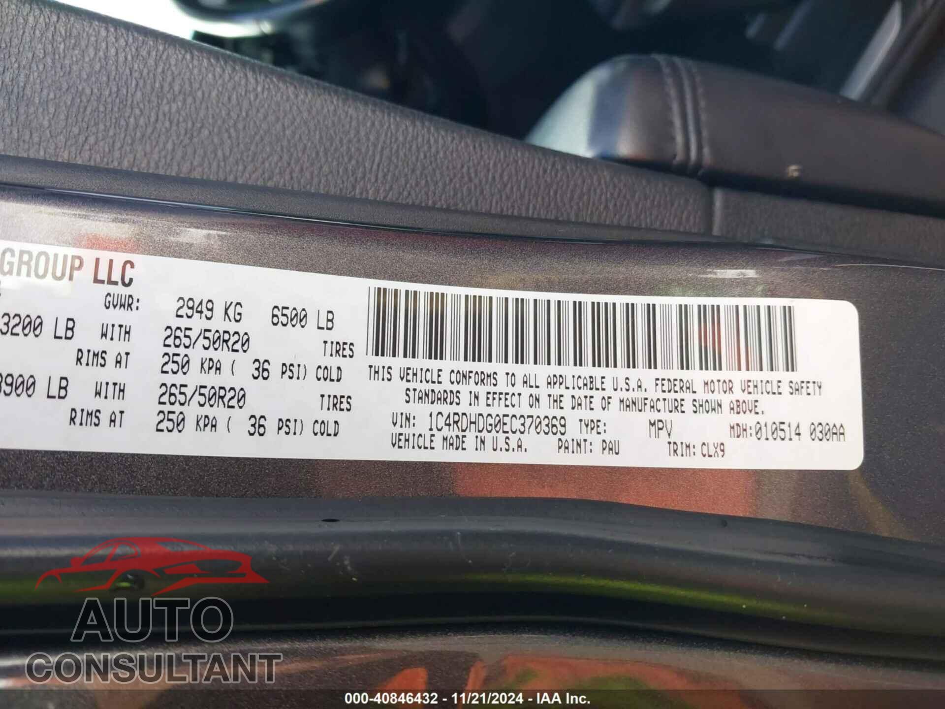 DODGE DURANGO 2014 - 1C4RDHDG0EC370369
