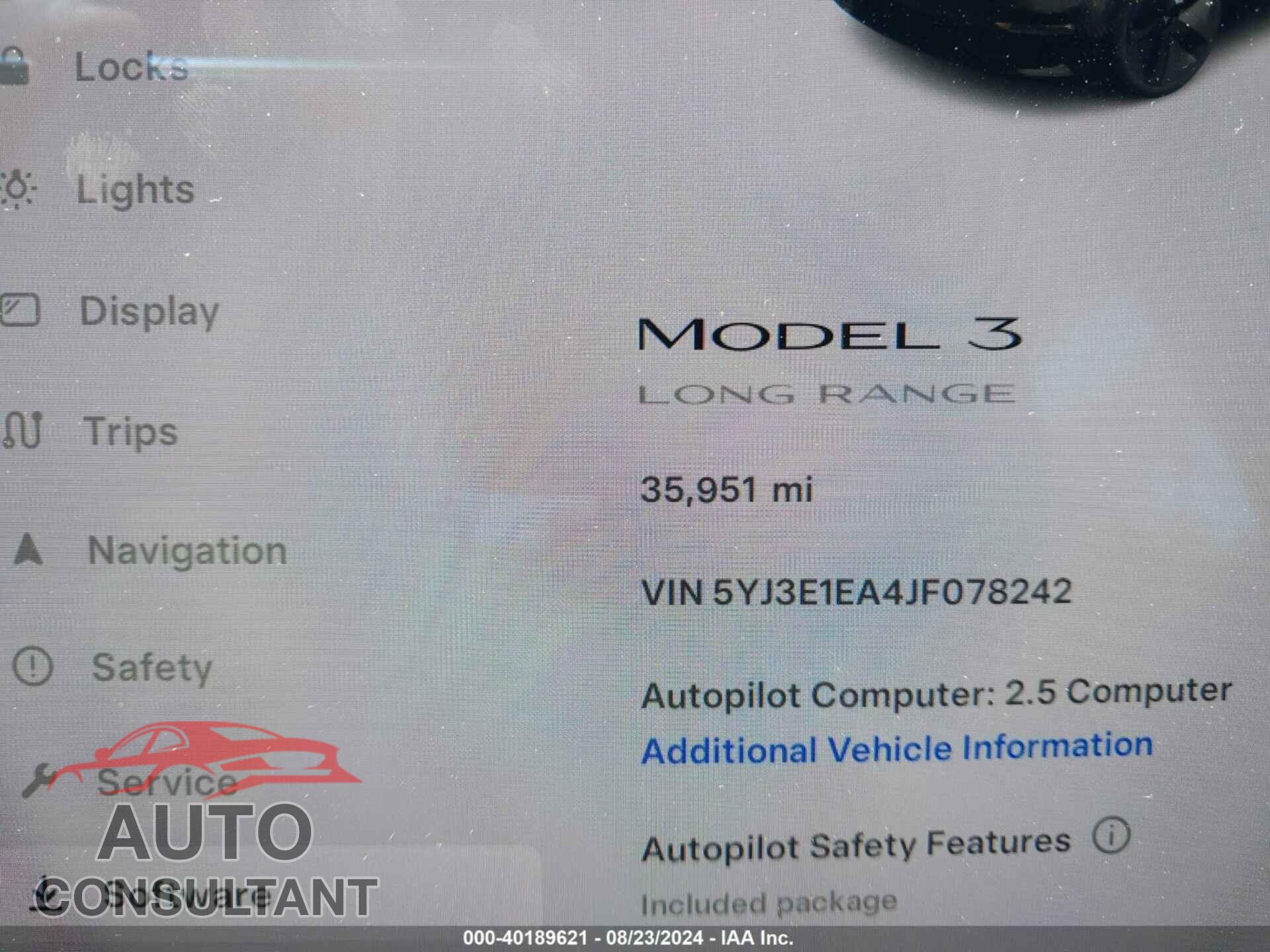 TESLA MODEL 3 2018 - 5YJ3E1EA4JF078242