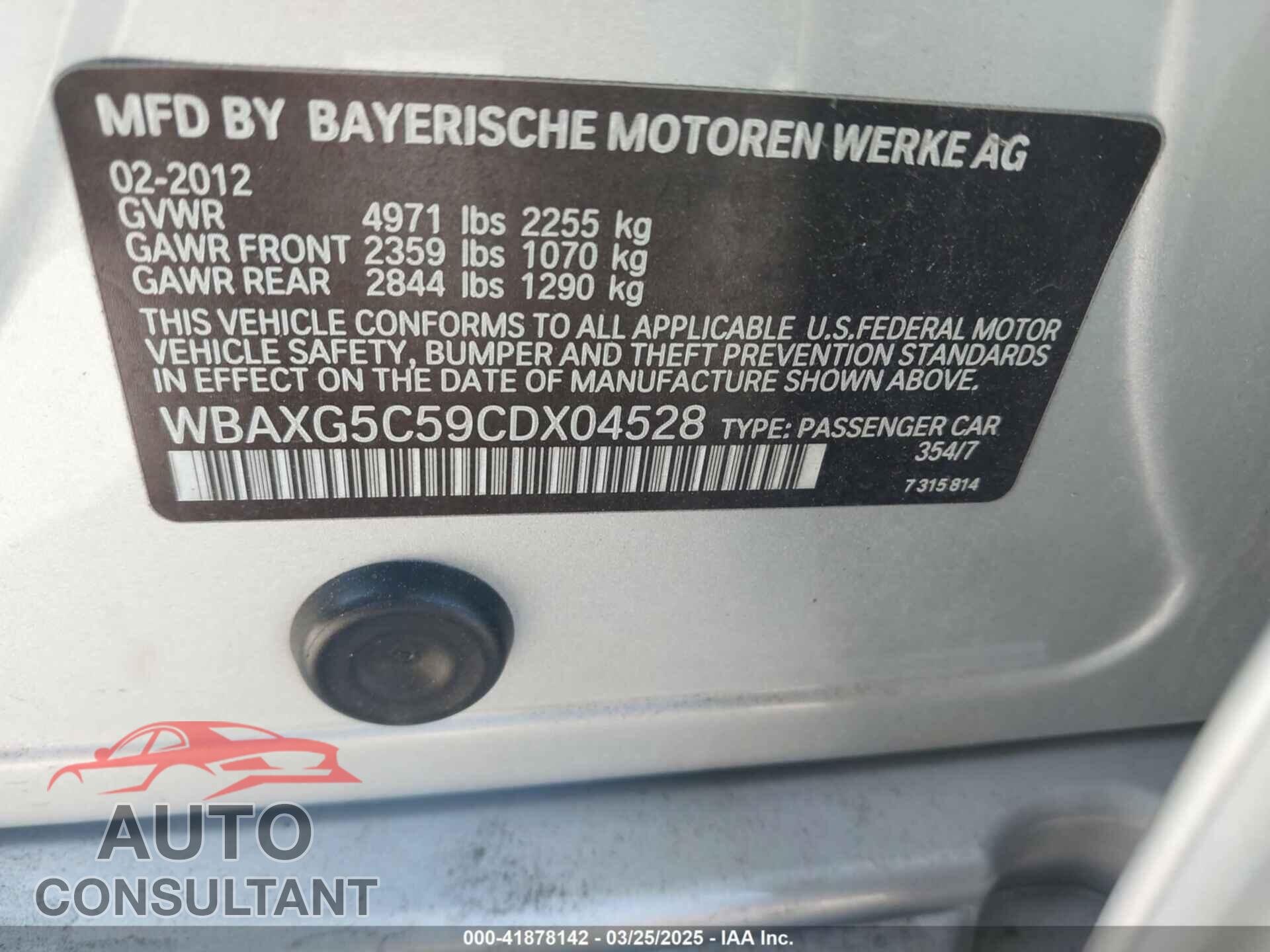 BMW 528I 2012 - WBAXG5C59CDX04528