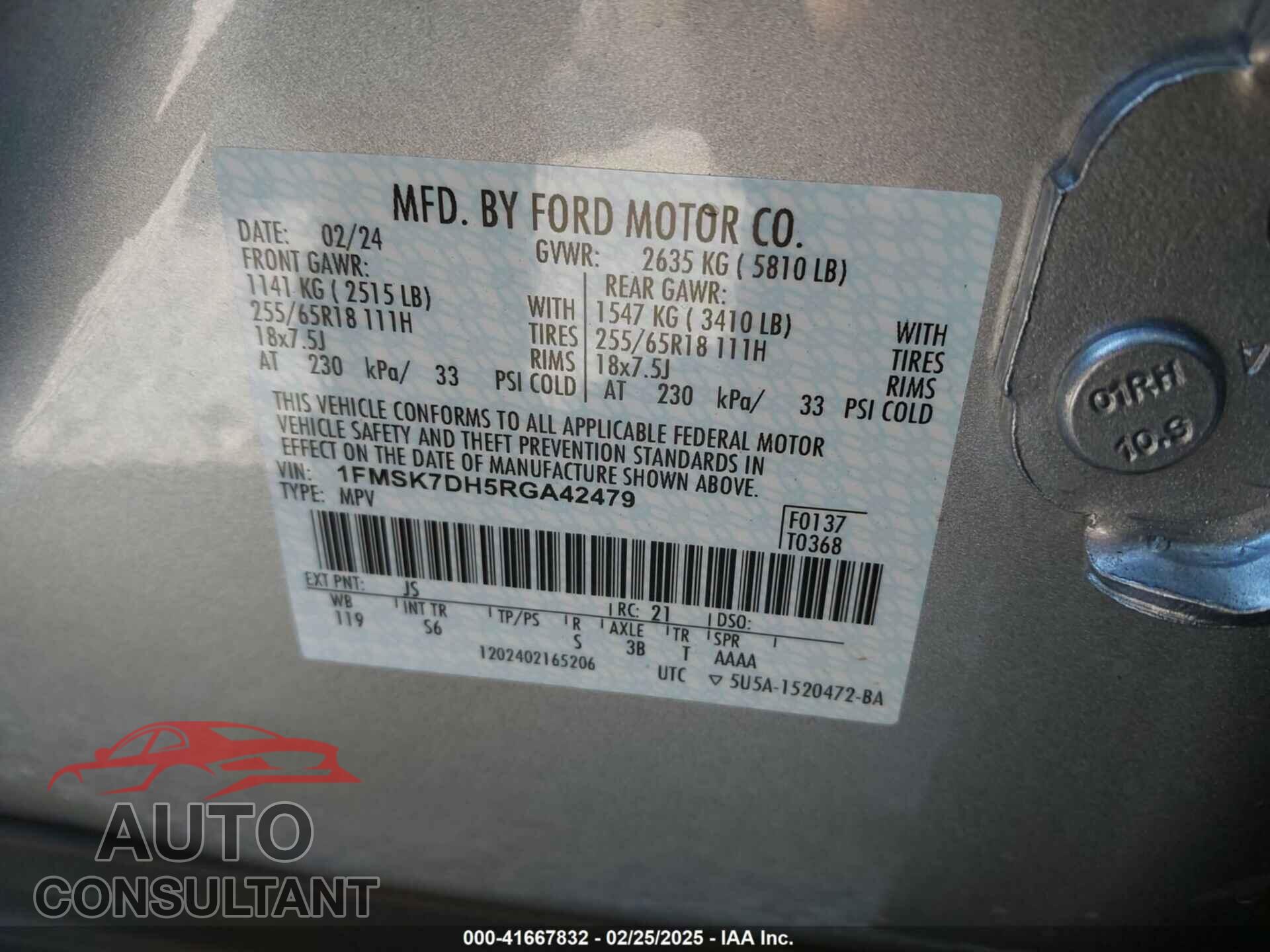 FORD EXPLORER 2024 - 1FMSK7DH5RGA42479