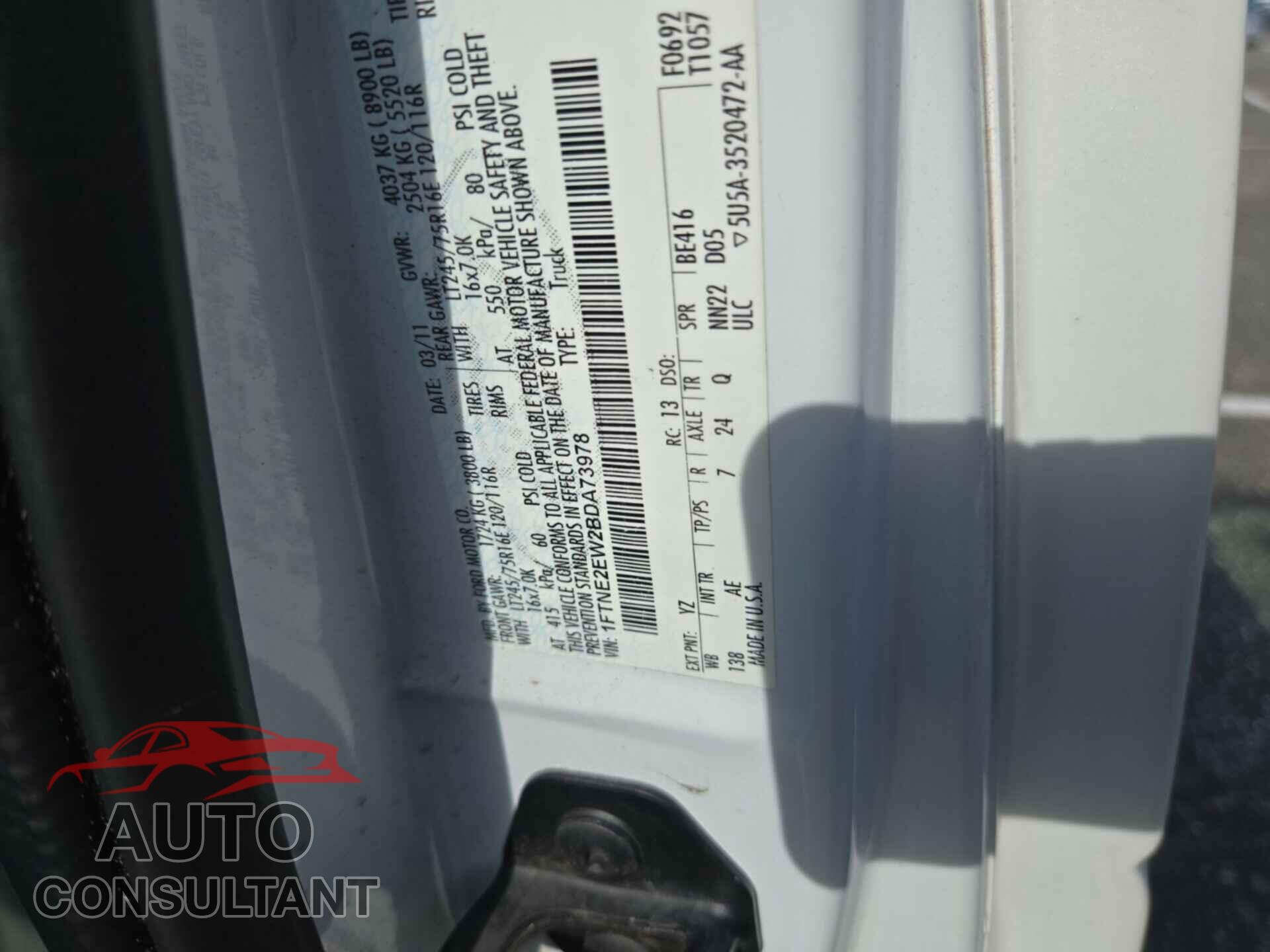 FORD ECONOLINE 2011 - 1FTNE2EW2BDA73978