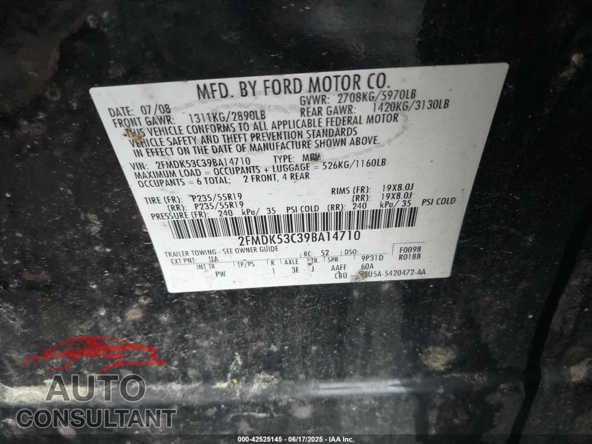 FORD FLEX 2009 - 2FMDK53C39BA14710