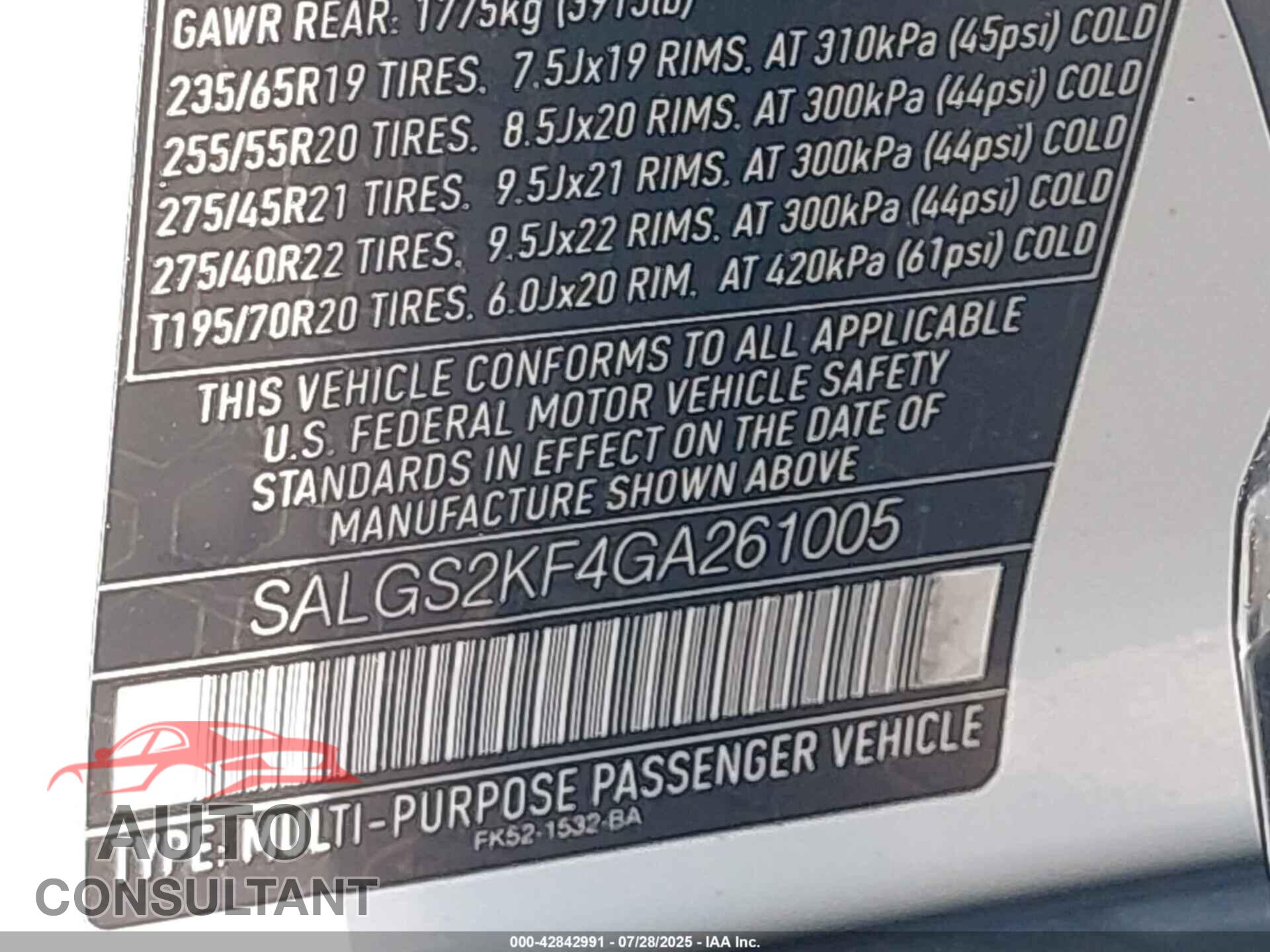 LAND ROVER RANGE ROVER 2016 - SALGS2KF4GA261005
