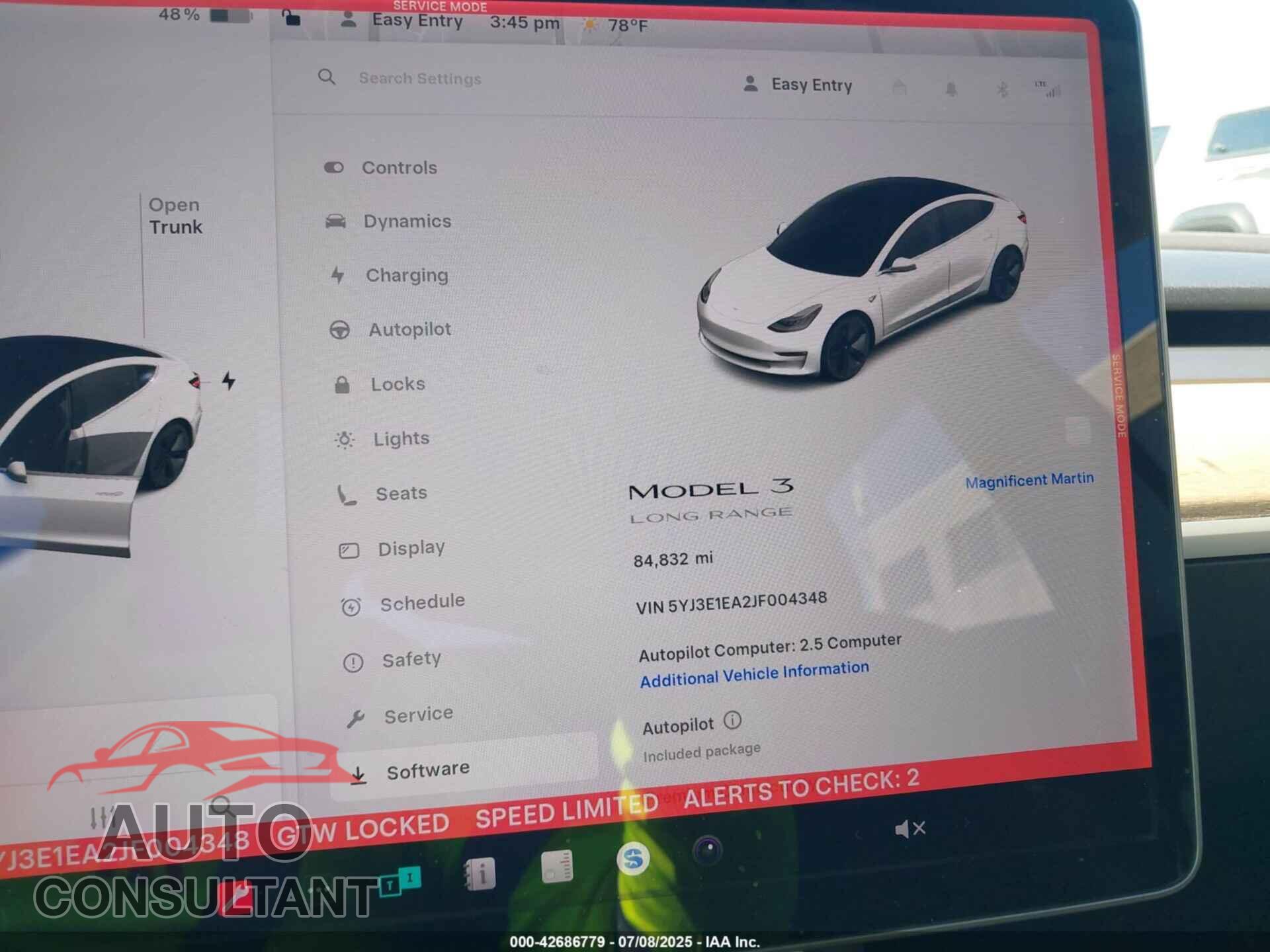 TESLA MODEL 3 2018 - 5YJ3E1EA2JF004348