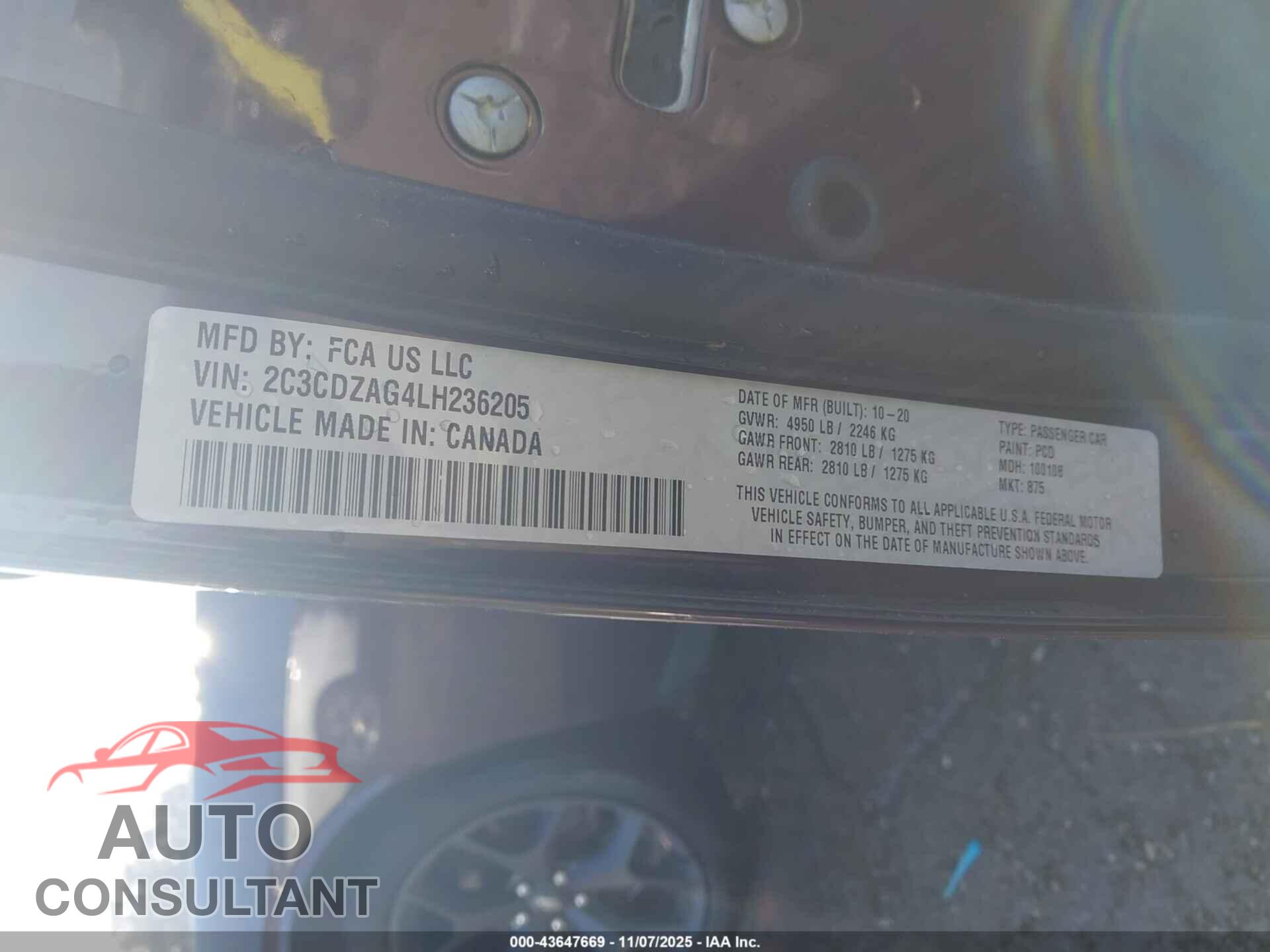 DODGE CHALLENGER 2020 - 2C3CDZAG4LH236205
