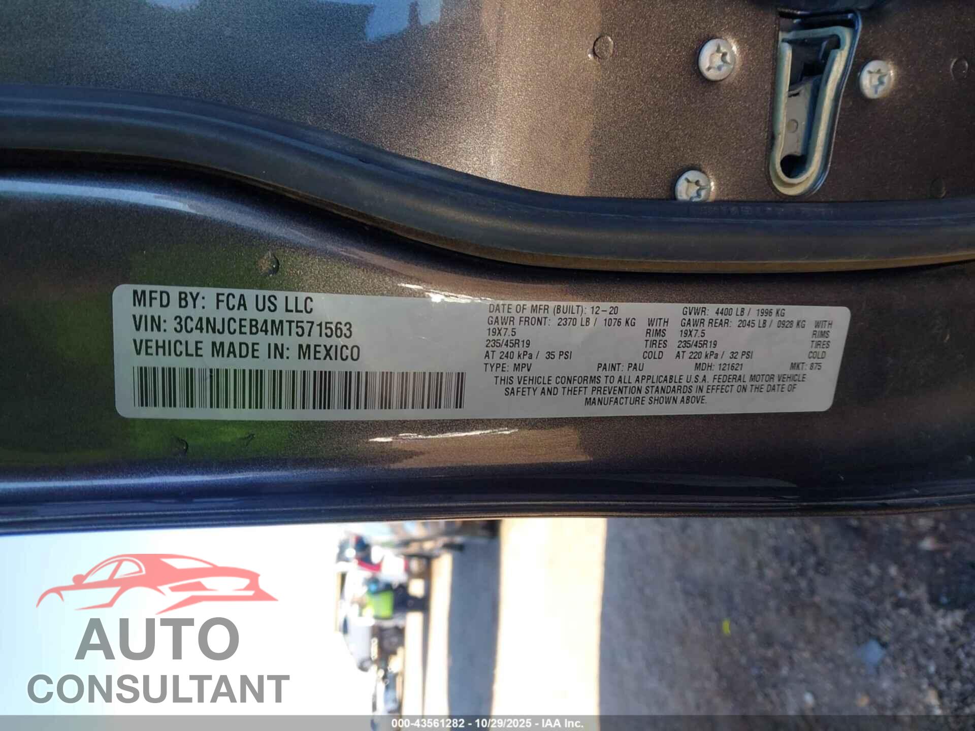 JEEP COMPASS 2021 - 3C4NJCEB4MT571563