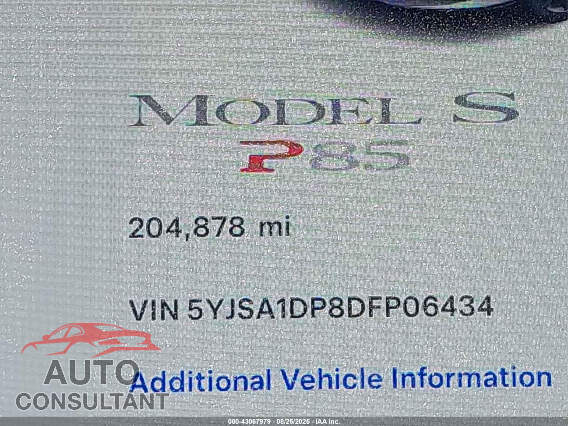 TESLA MODEL S 2013 - 5YJSA1DP8DFP06434