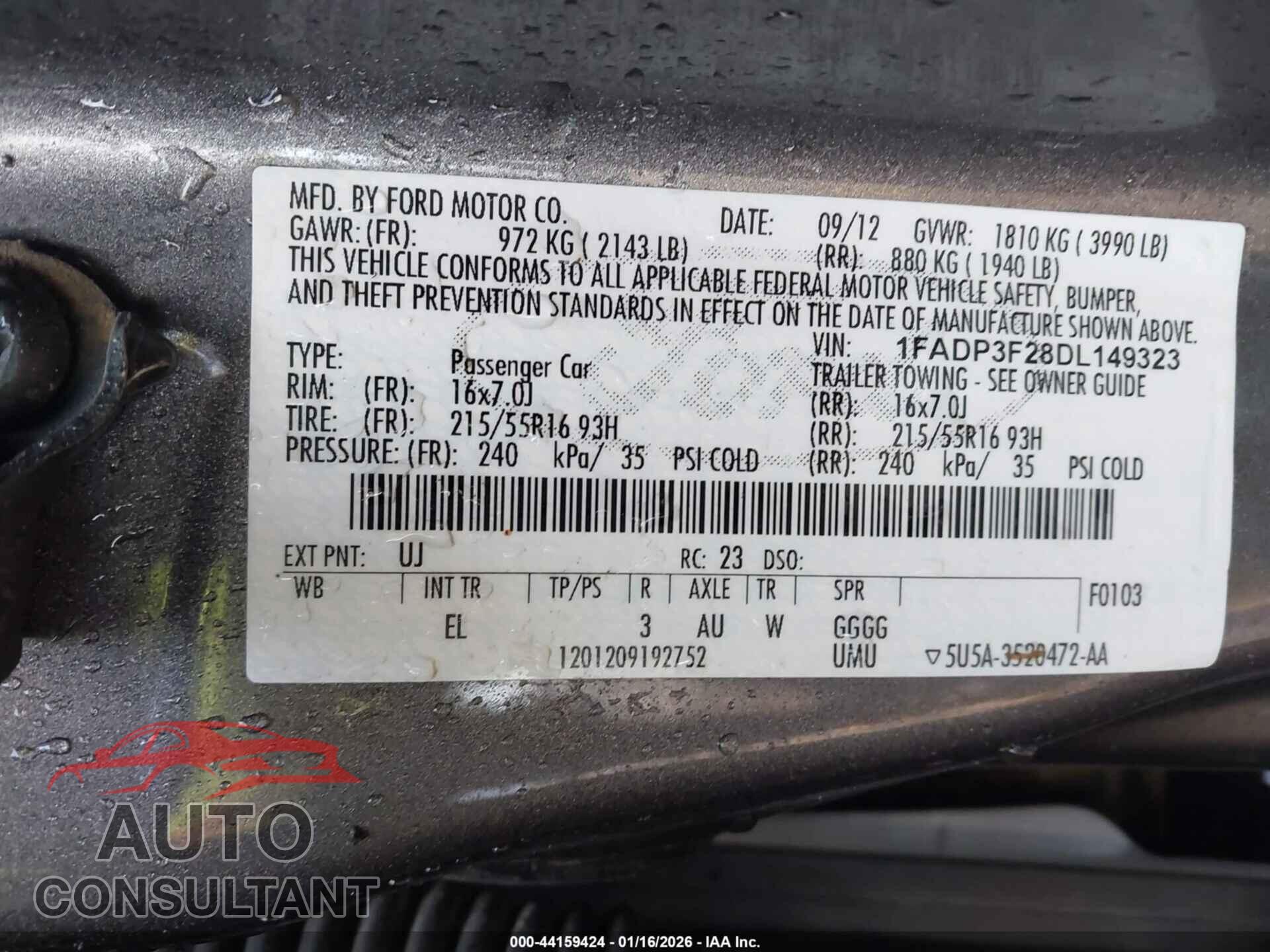 FORD FOCUS 2013 - 1FADP3F28DL149323