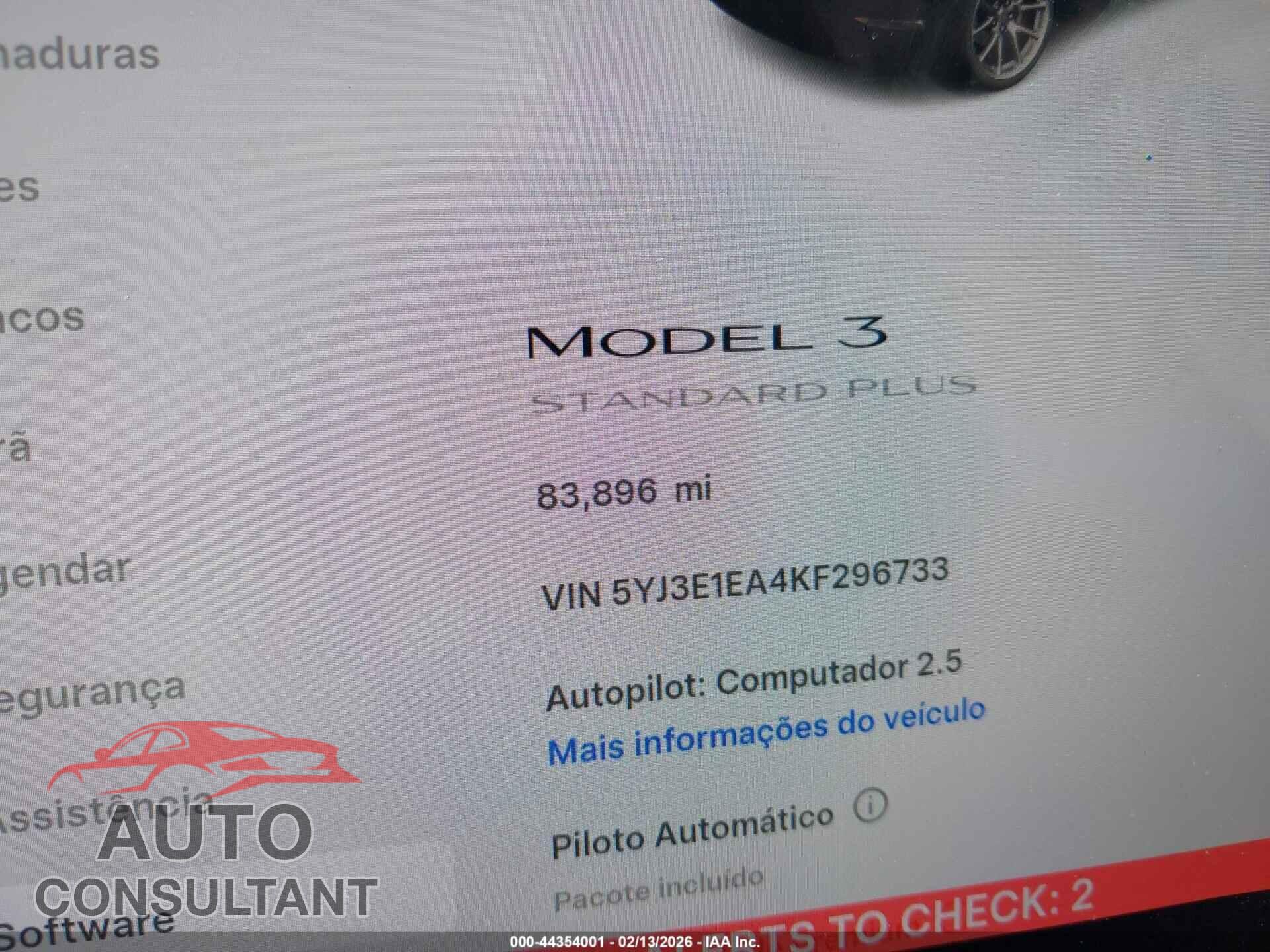 TESLA MODEL 3 2019 - 5YJ3E1EA4KF296733
