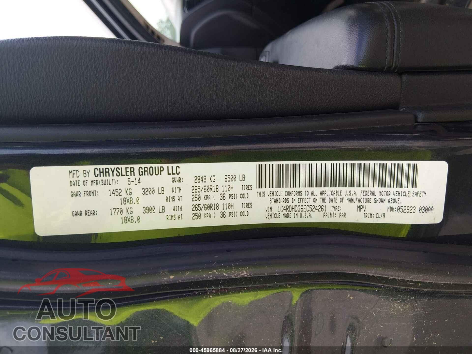 DODGE DURANGO 2014 - 1C4RDHDG6EC524261