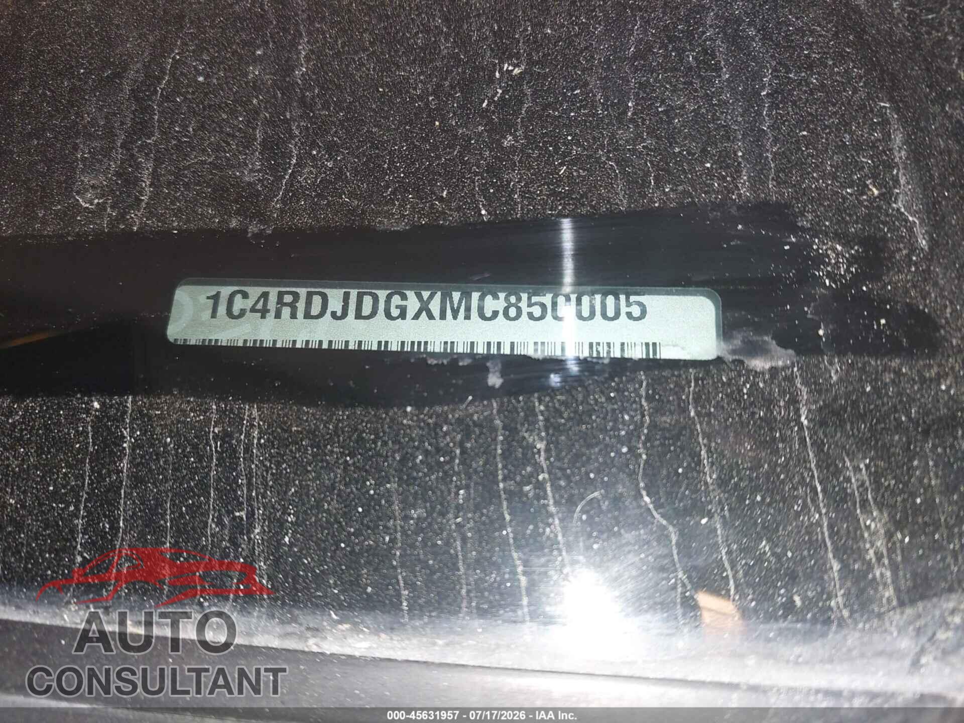 DODGE DURANGO 2021 - 1C4RDJDGXMC850005