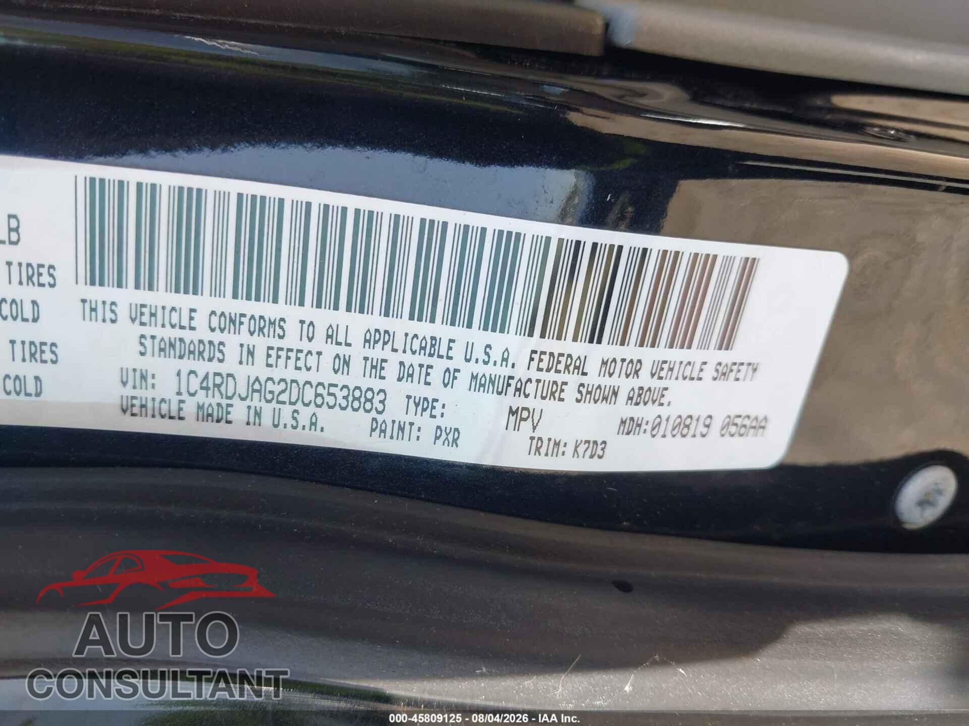 DODGE DURANGO 2013 - 1C4RDJAG2DC653883