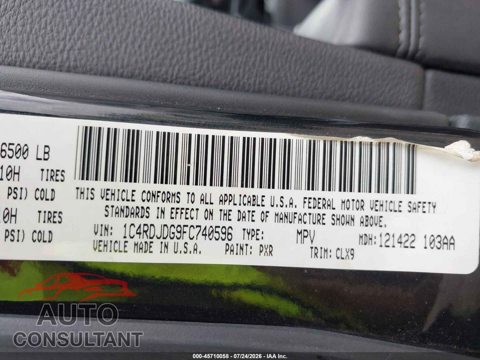 DODGE DURANGO 2015 - 1C4RDJDG9FC740596