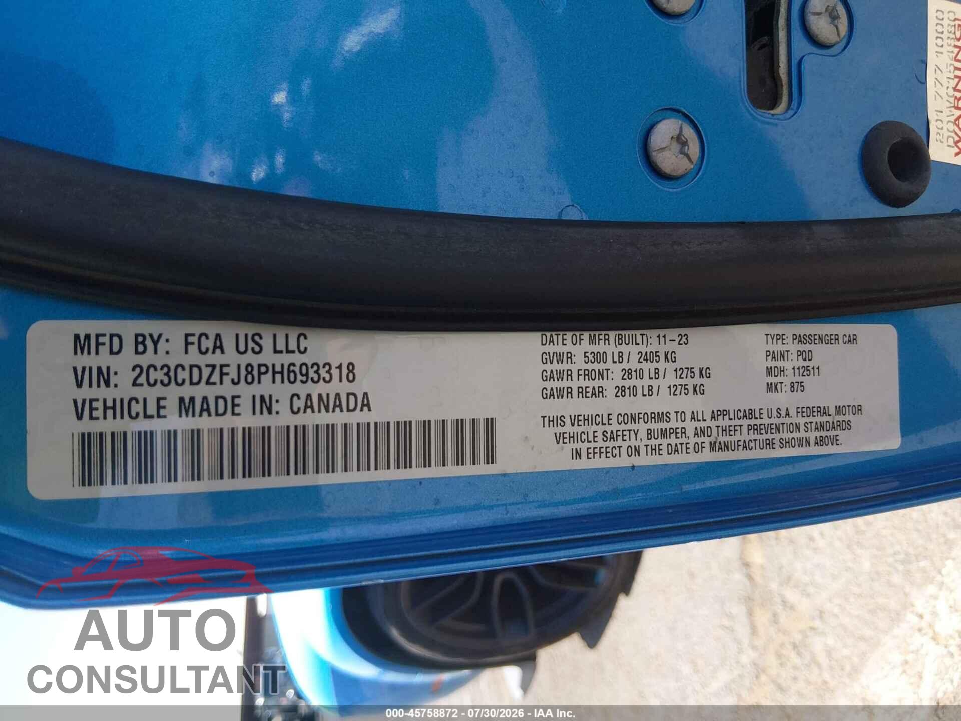 DODGE CHALLENGER 2023 - 2C3CDZFJ8PH693318