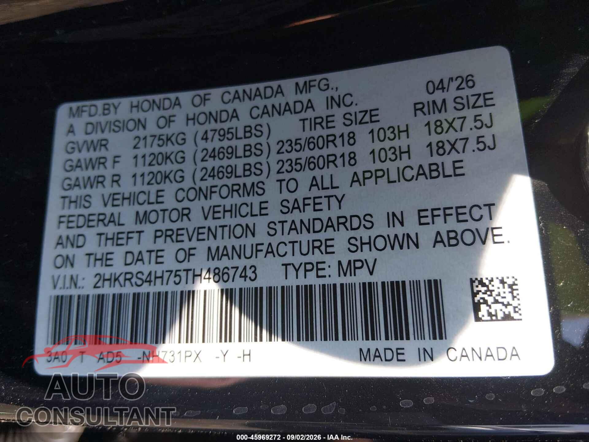 HONDA CR-V 2026 - 2HKRS4H75TH486743