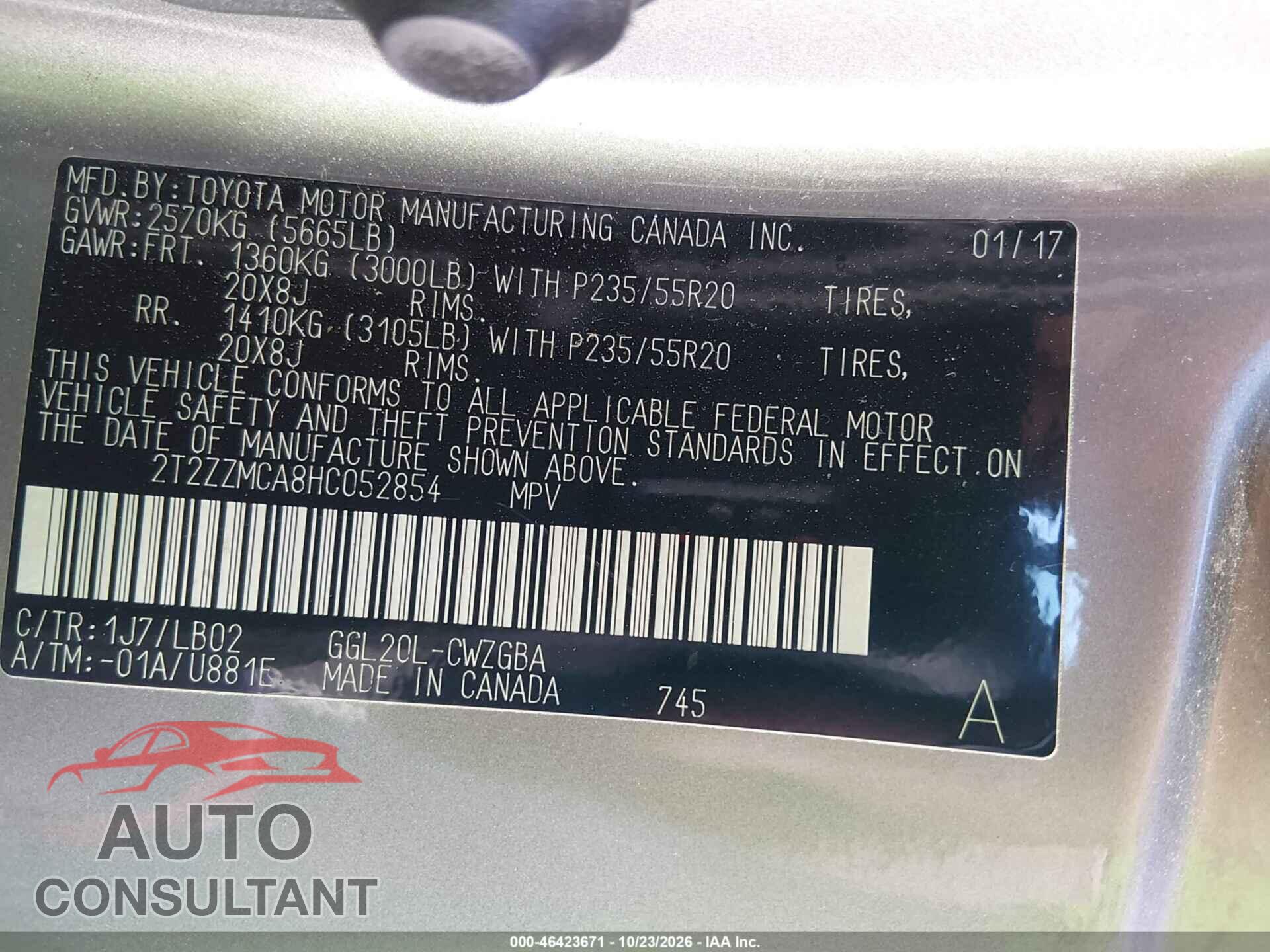 LEXUS RX 350 2017 - 2T2ZZMCA8HC052854