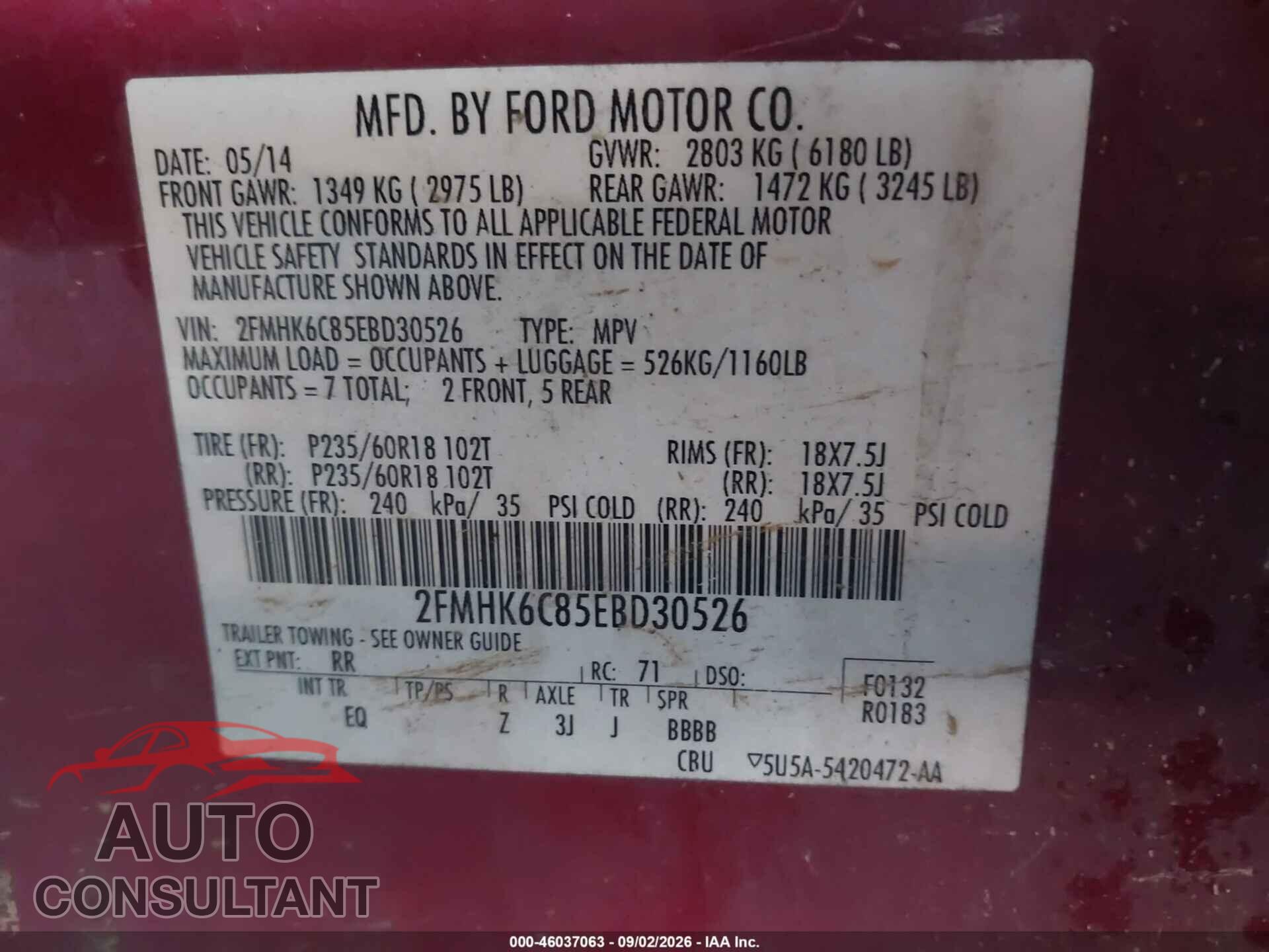 FORD FLEX 2014 - 2FMHK6C85EBD30526