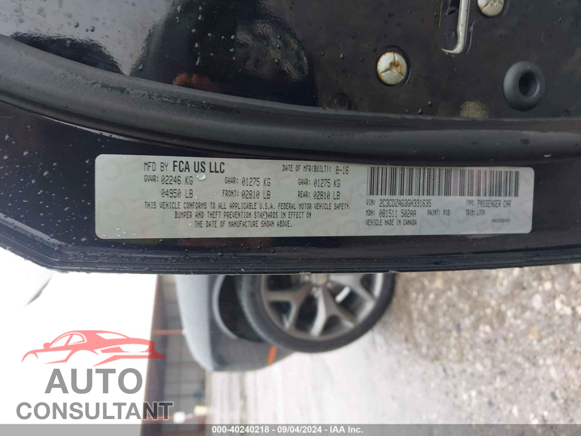 DODGE CHALLENGER 2016 - 2C3CDZAG3GH331635