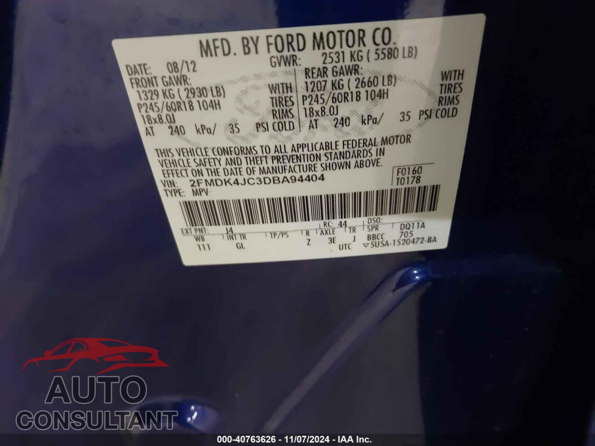 FORD EDGE 2013 - 2FMDK4JC3DBA94404