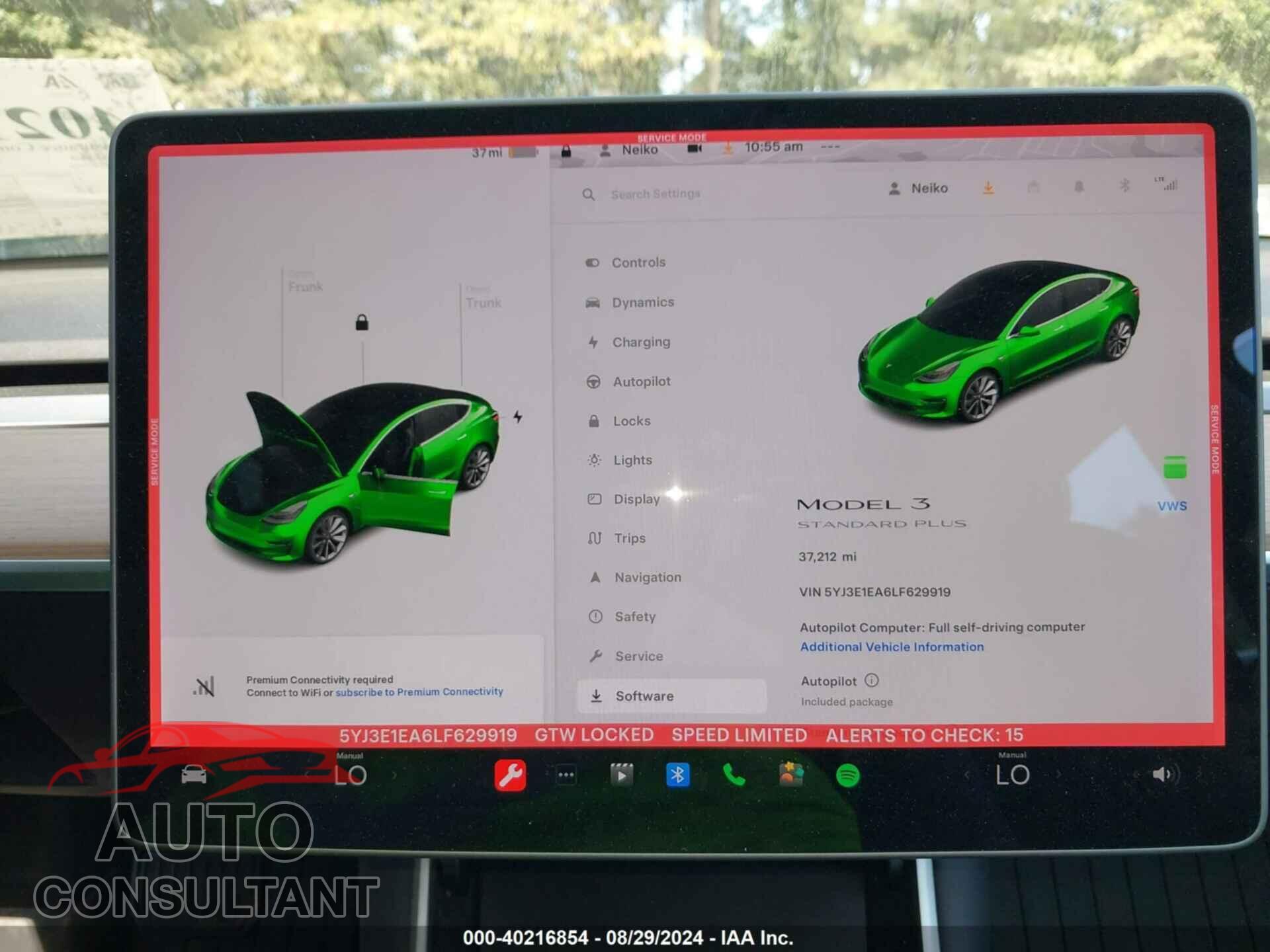 TESLA MODEL 3 2020 - 5YJ3E1EA6LF629919